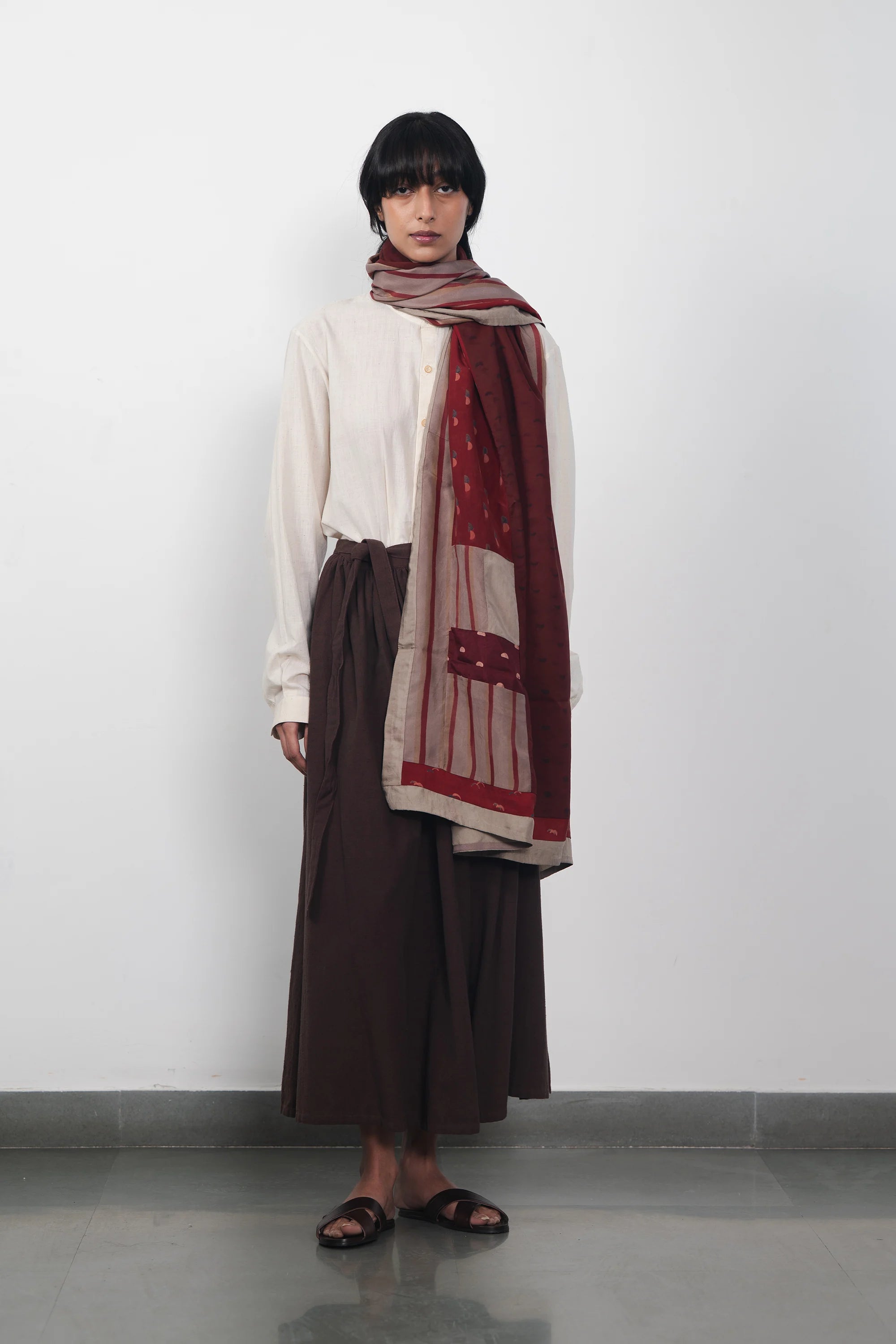 Cotton Skirt In Burnt Umber