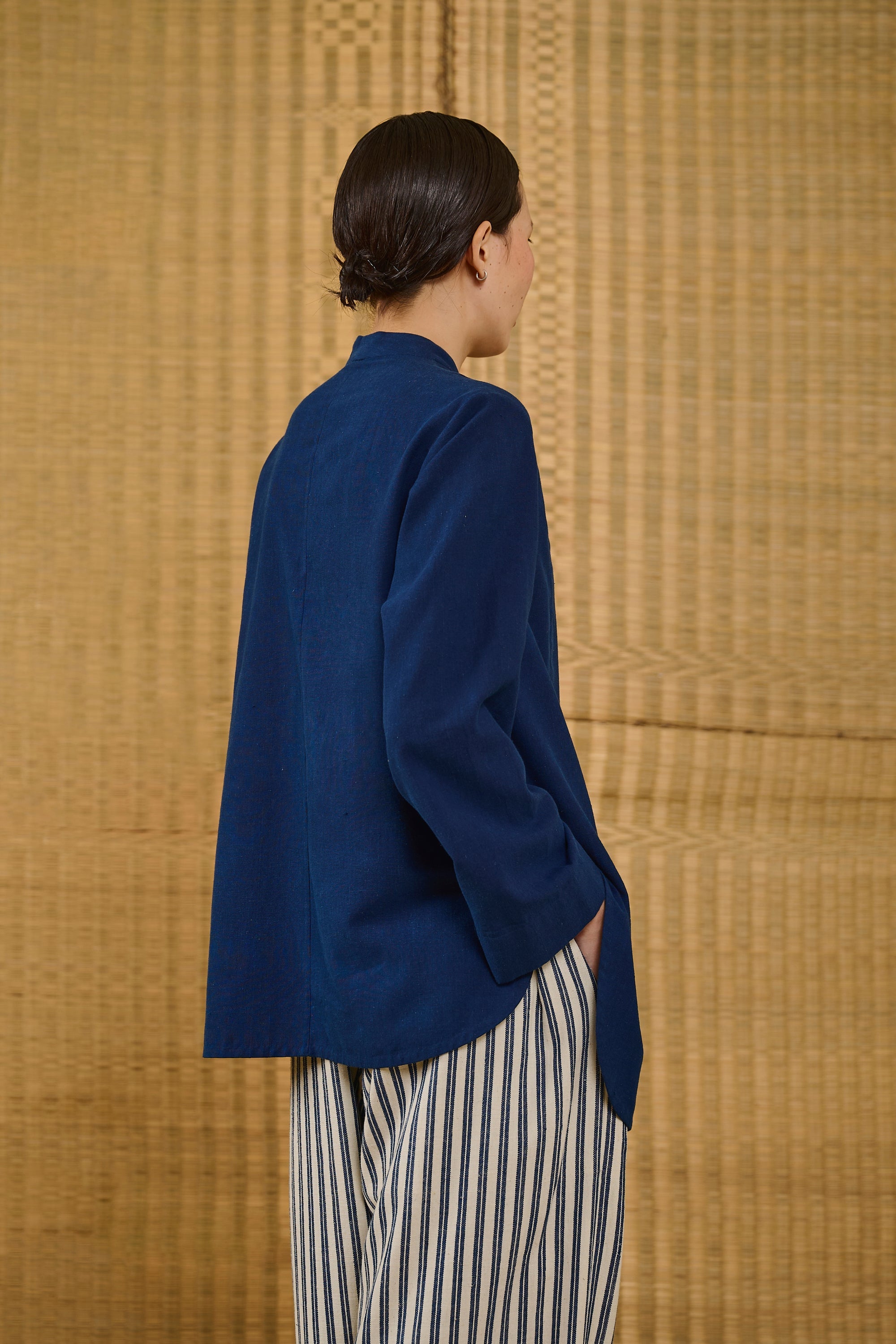 Button Down Tunic in Natural Indigo