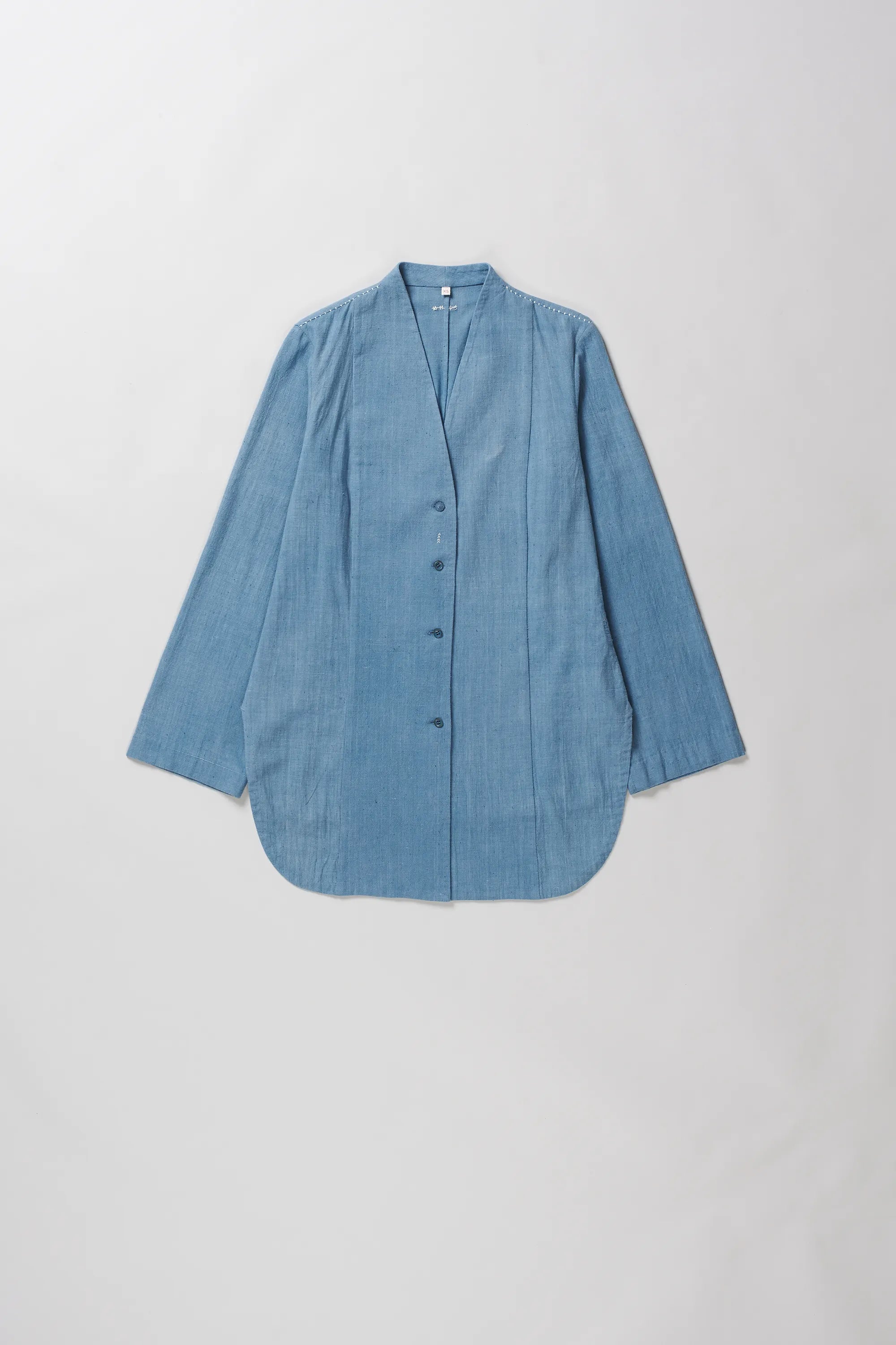 Cotton V Neck Tunic in Powder Blue