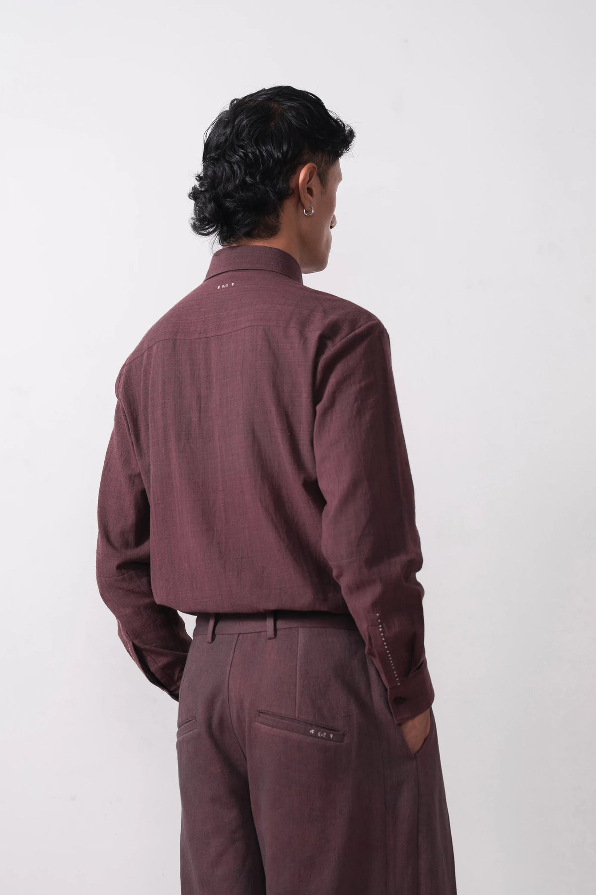 Relaxed Fit Trousers in Purple Red