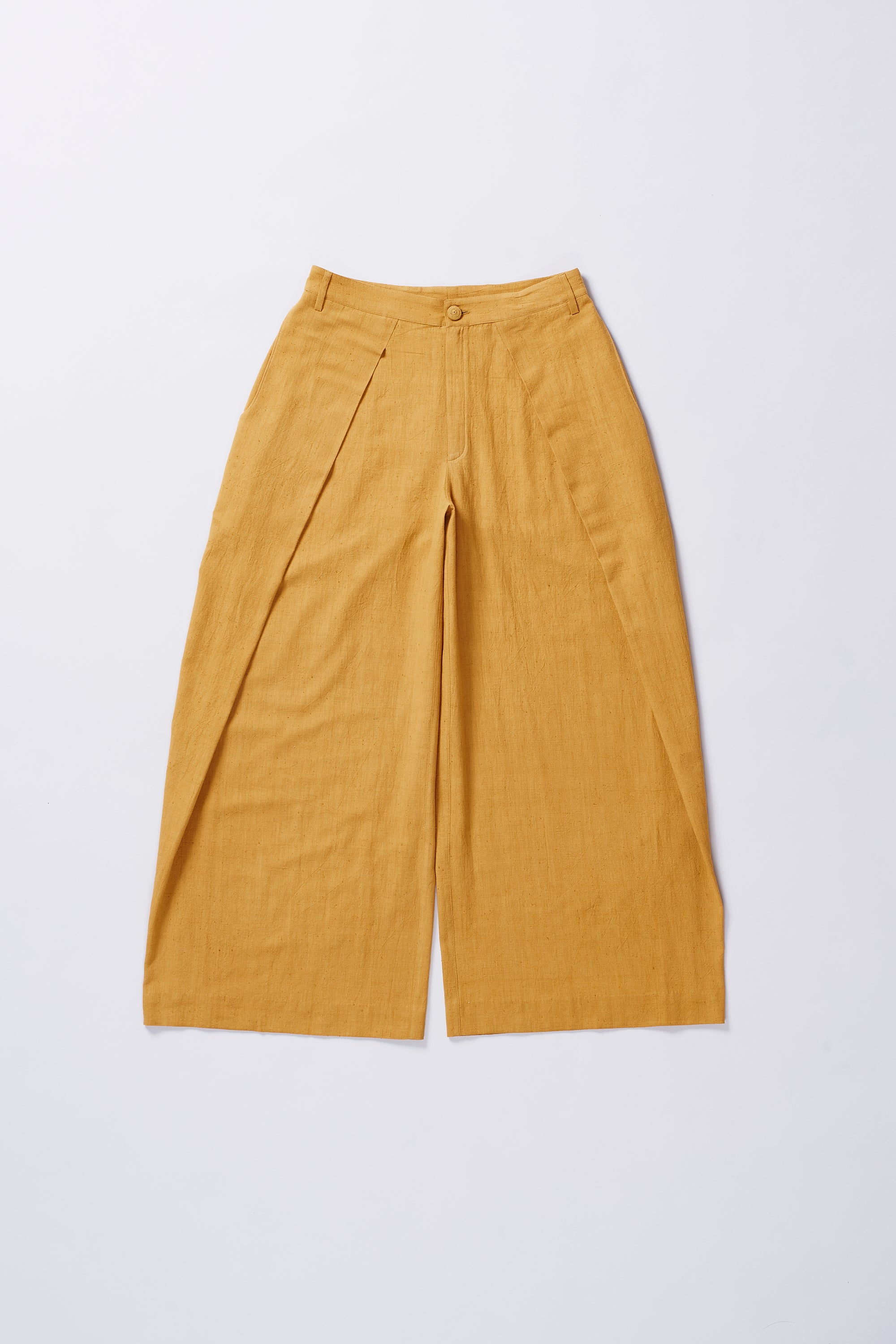 OVERLAP PLEAT TROUSERS IN MUSTARD YELLOW