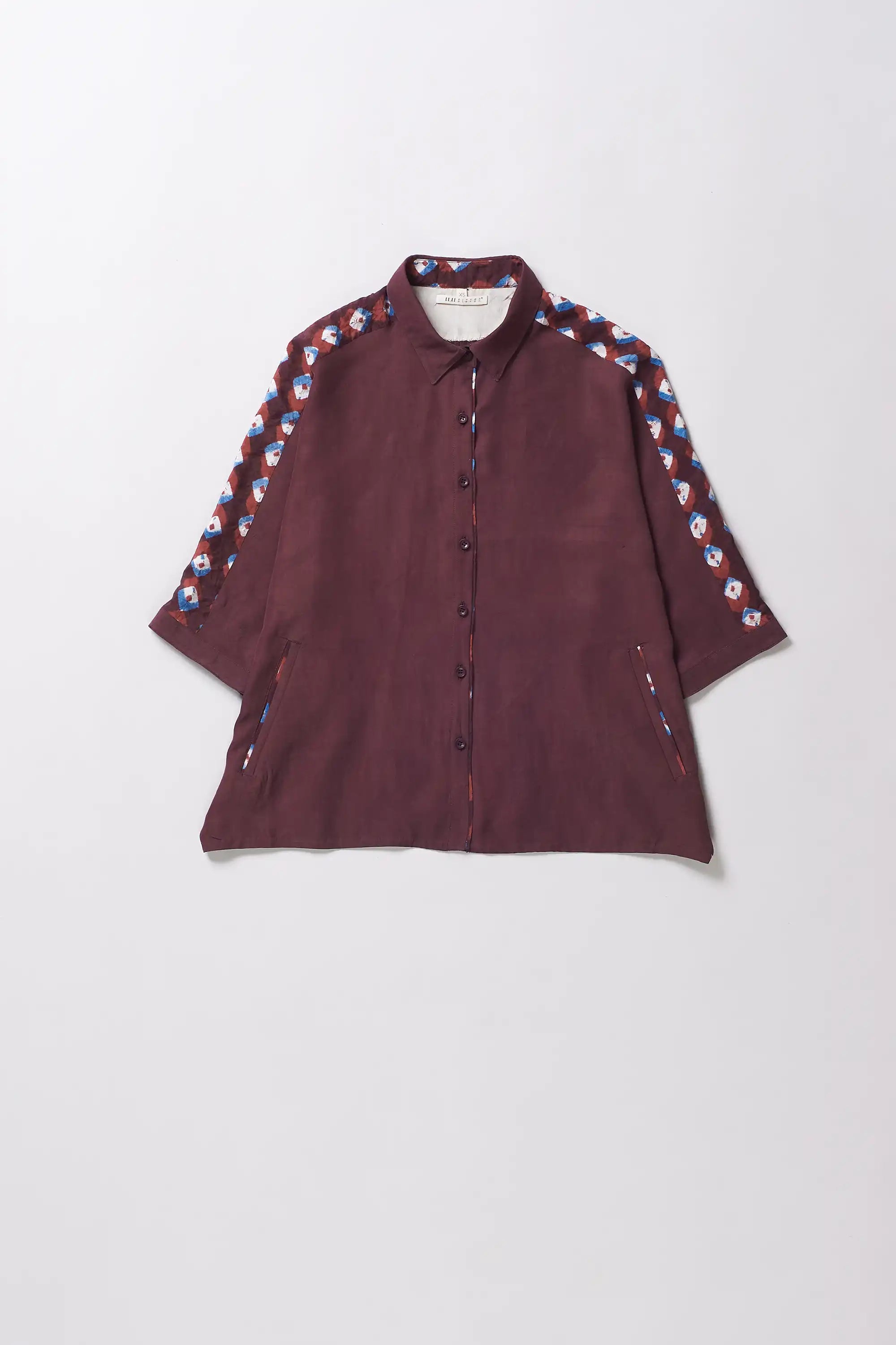 Silk purple red bandhani shirt