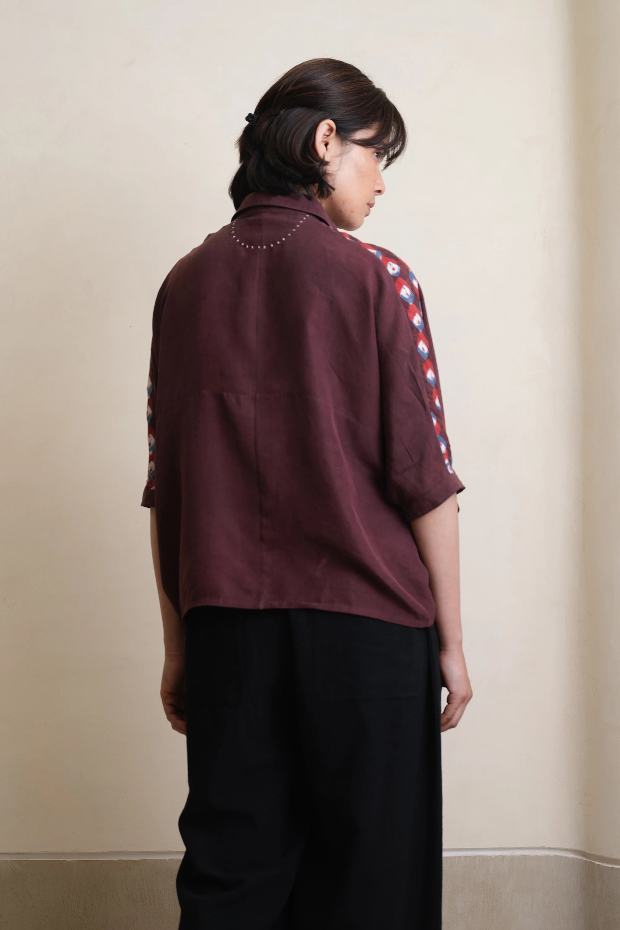 Purple Red Relaxed Bandhani Shirt