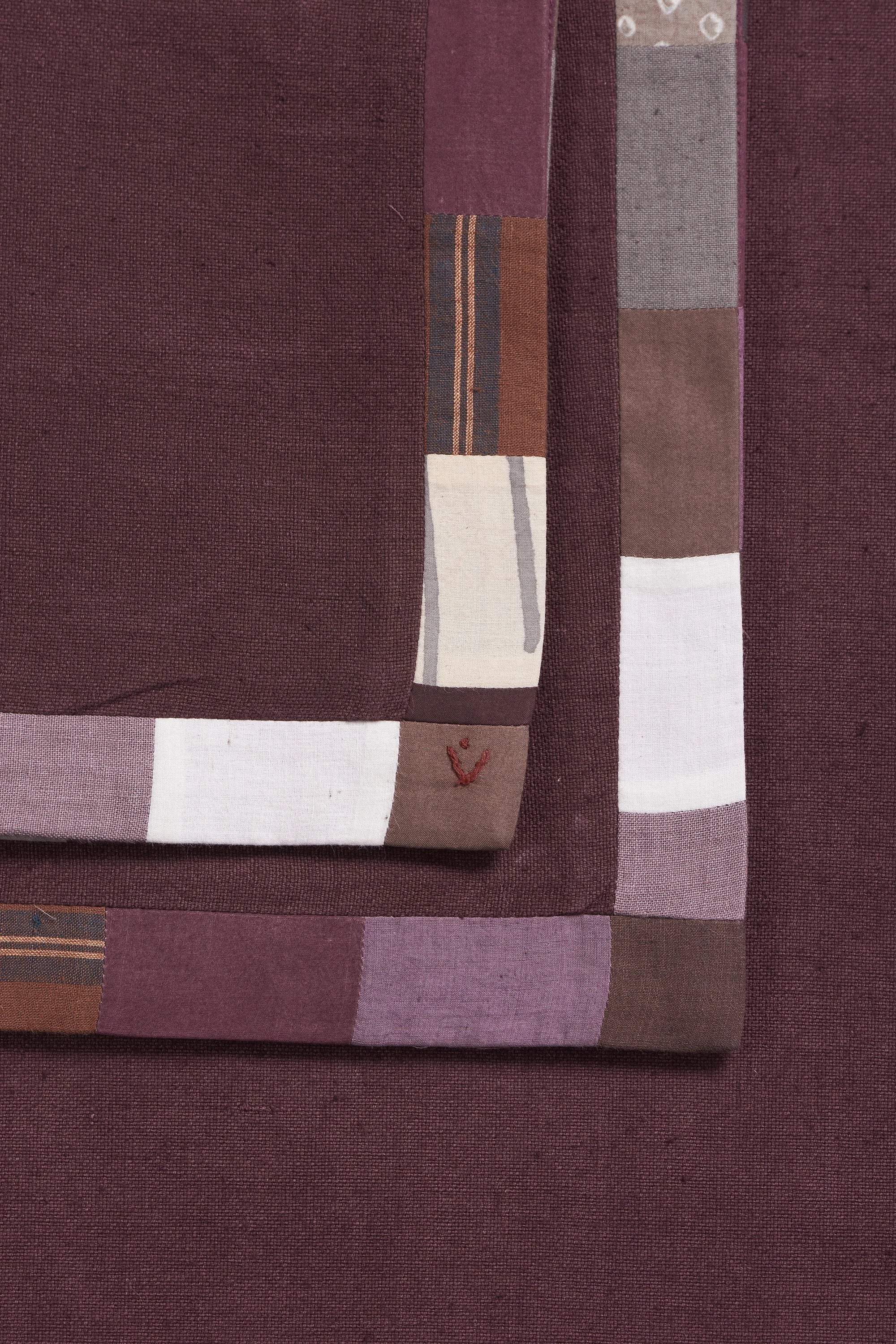 Purple Red Table Cloth with Kantha