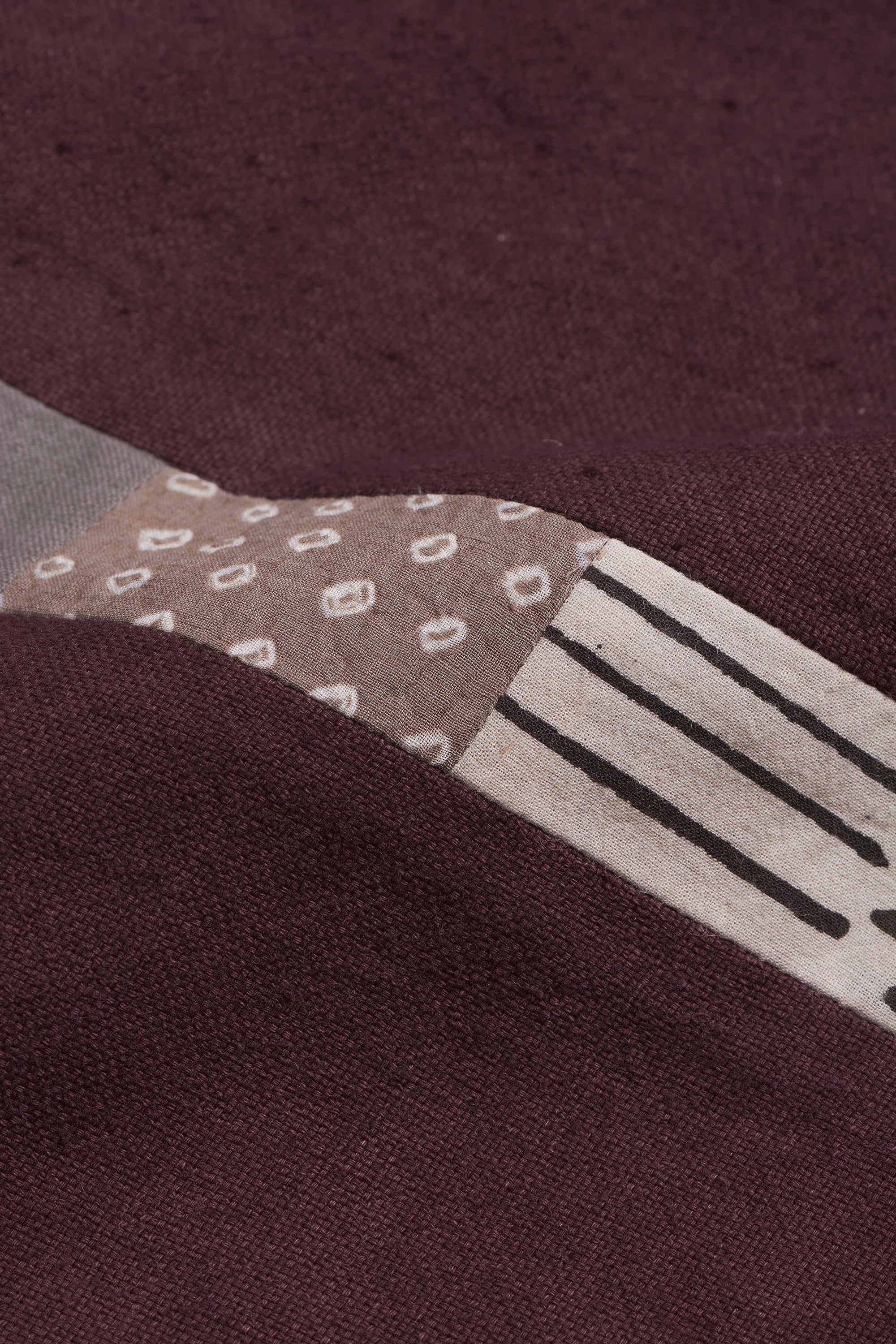 Purple Red Table Cloth with Kantha