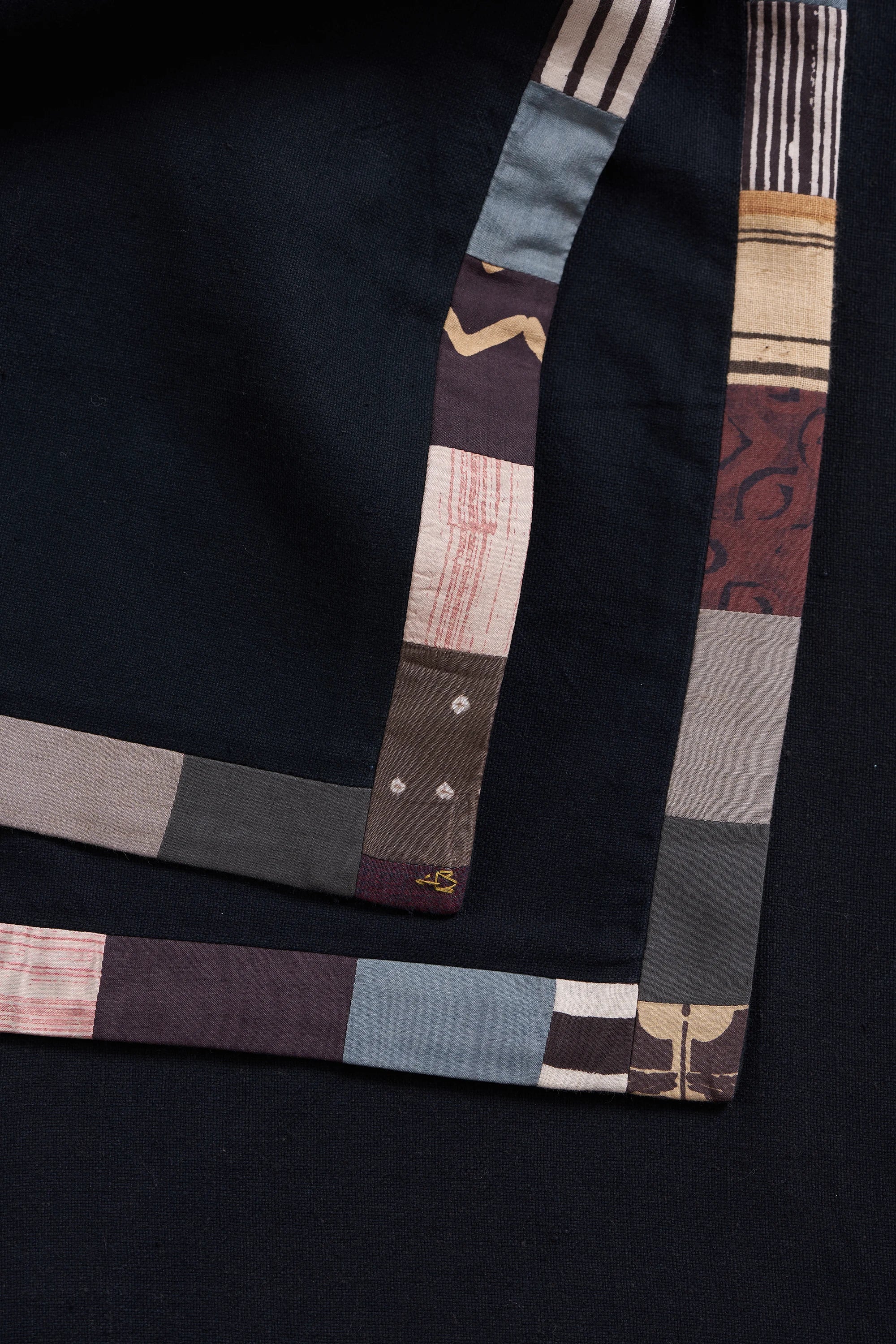 Black Table Cloth with Kantha