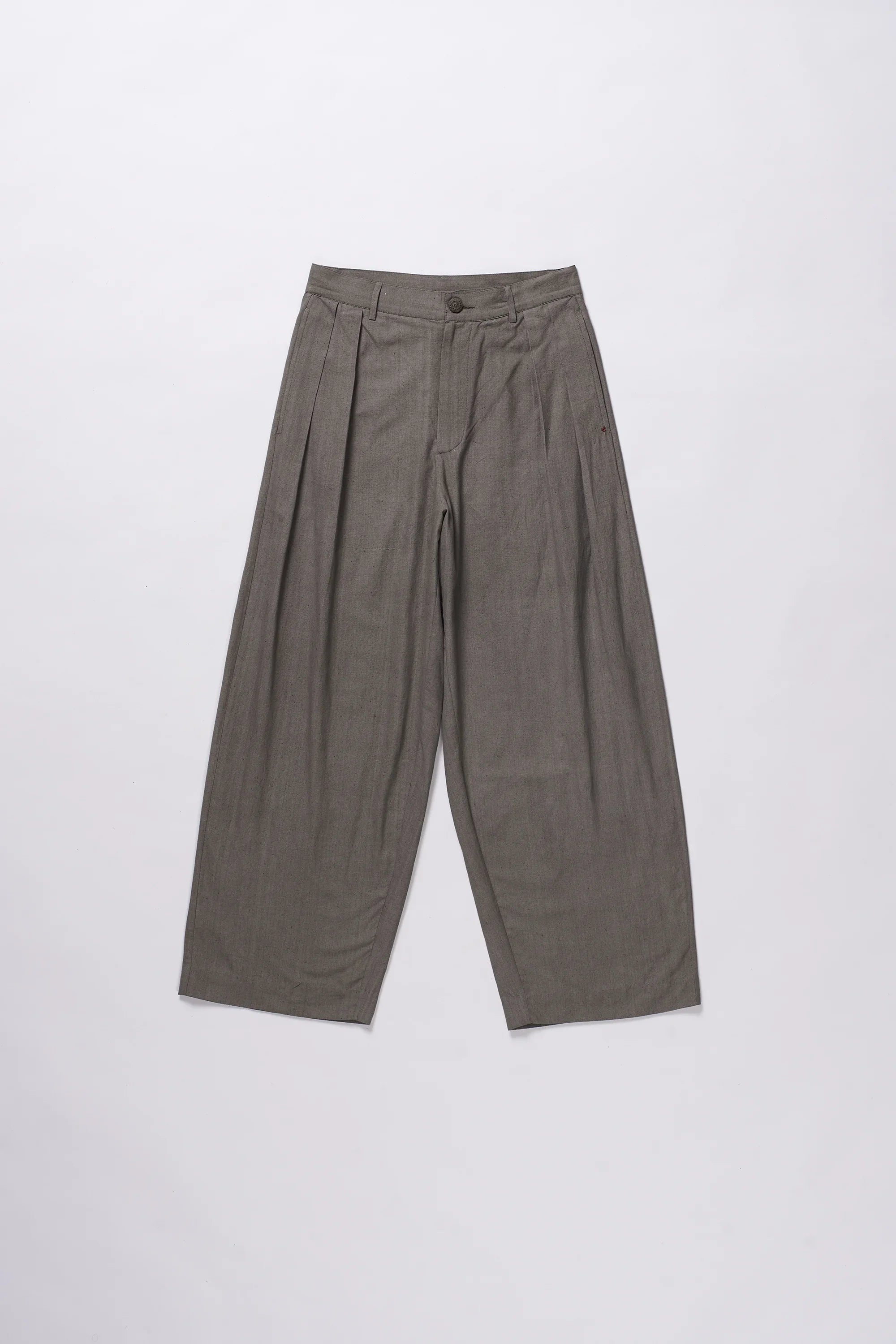cotton pleated trousers in ash grey