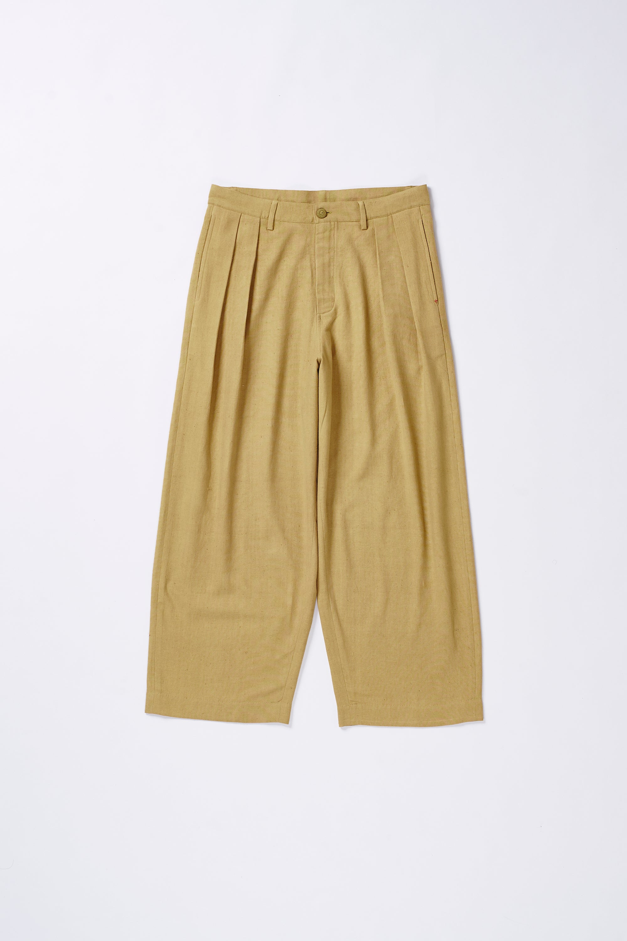FLAXEN YELLOW PLEATED TROUSERS