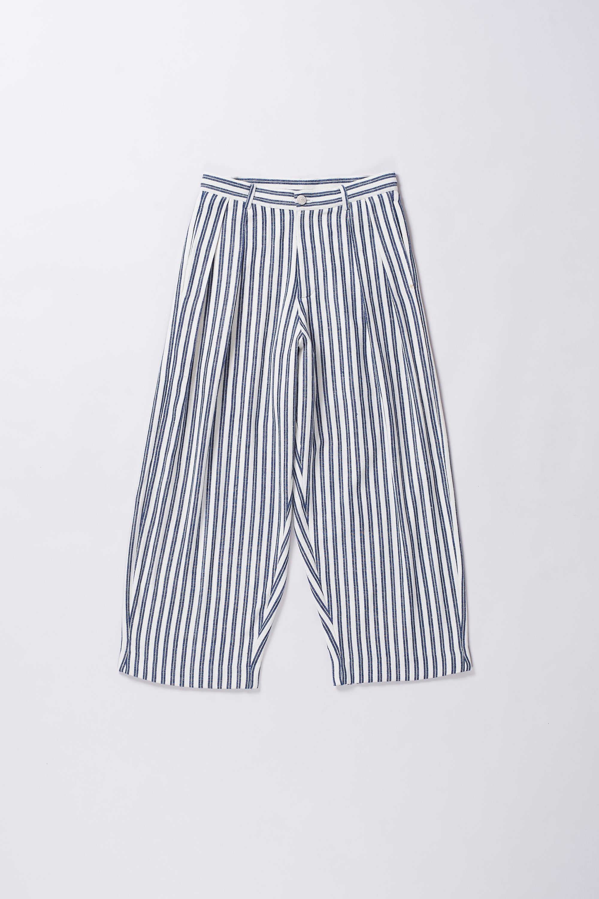 YARN DYED COTTON PLEATED TROUSER