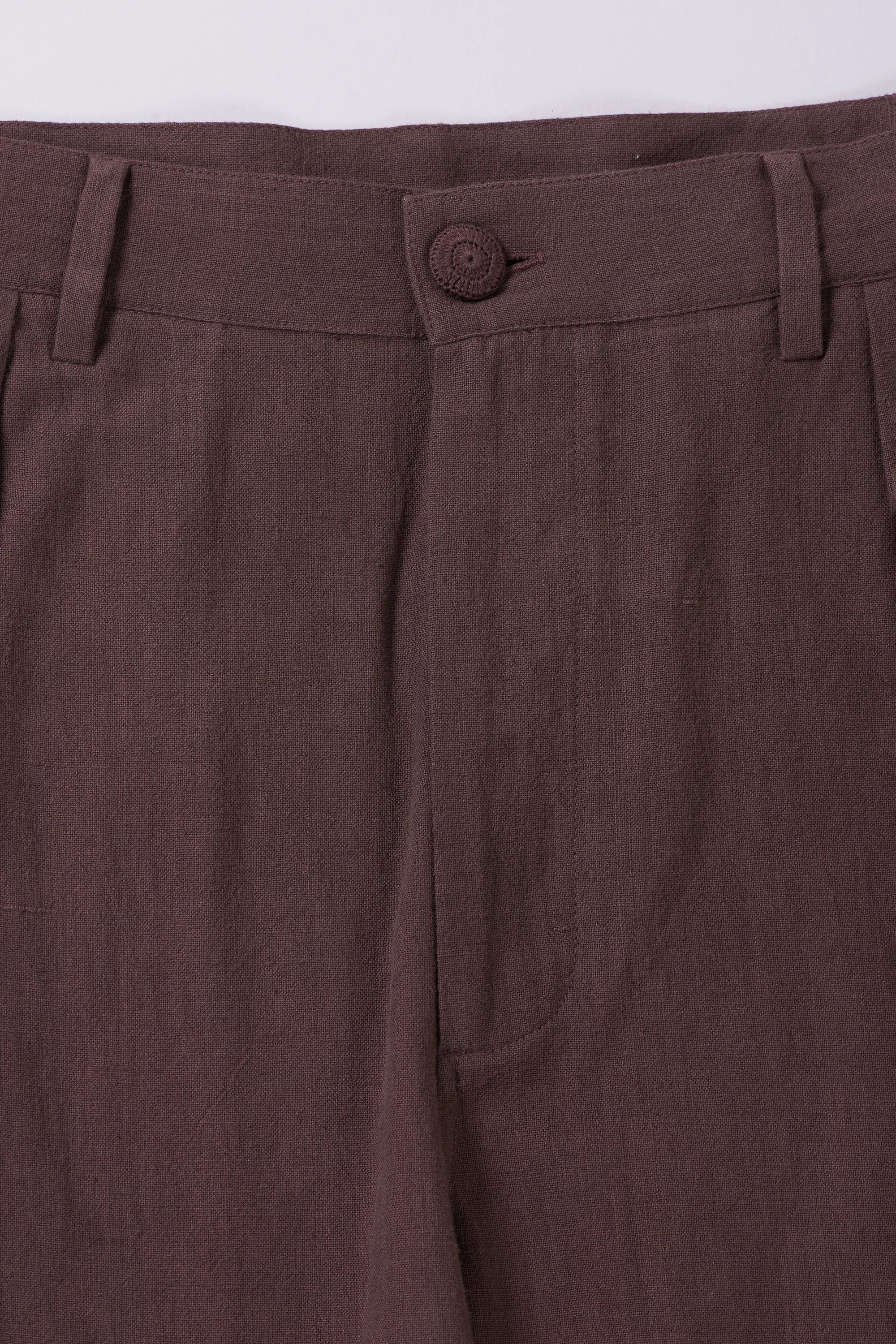 Ecru Cotton Pleated Trousers