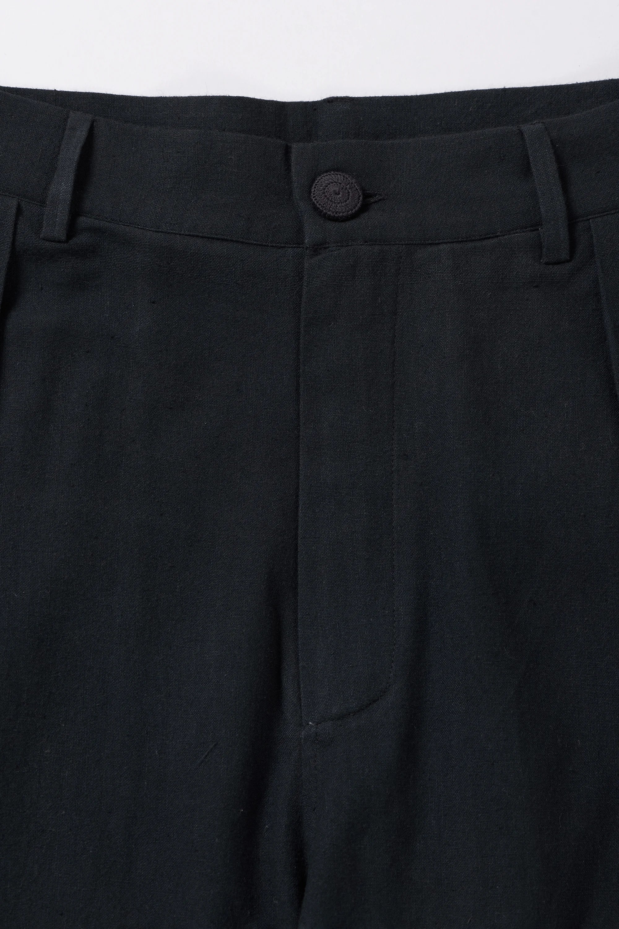 Cotton Pleated Trousers in Black