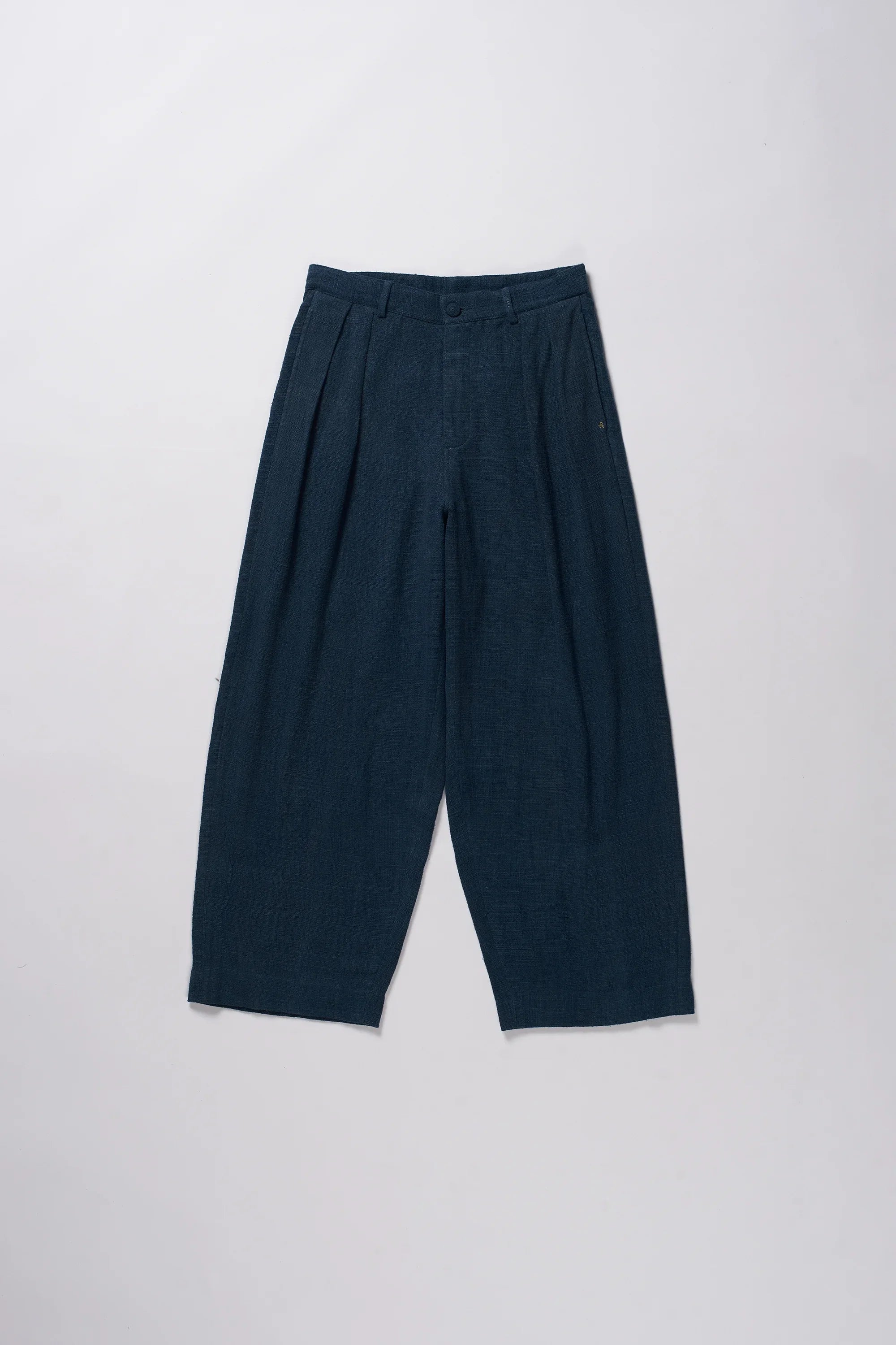 Estate Blue Cotton Pleated Trousers