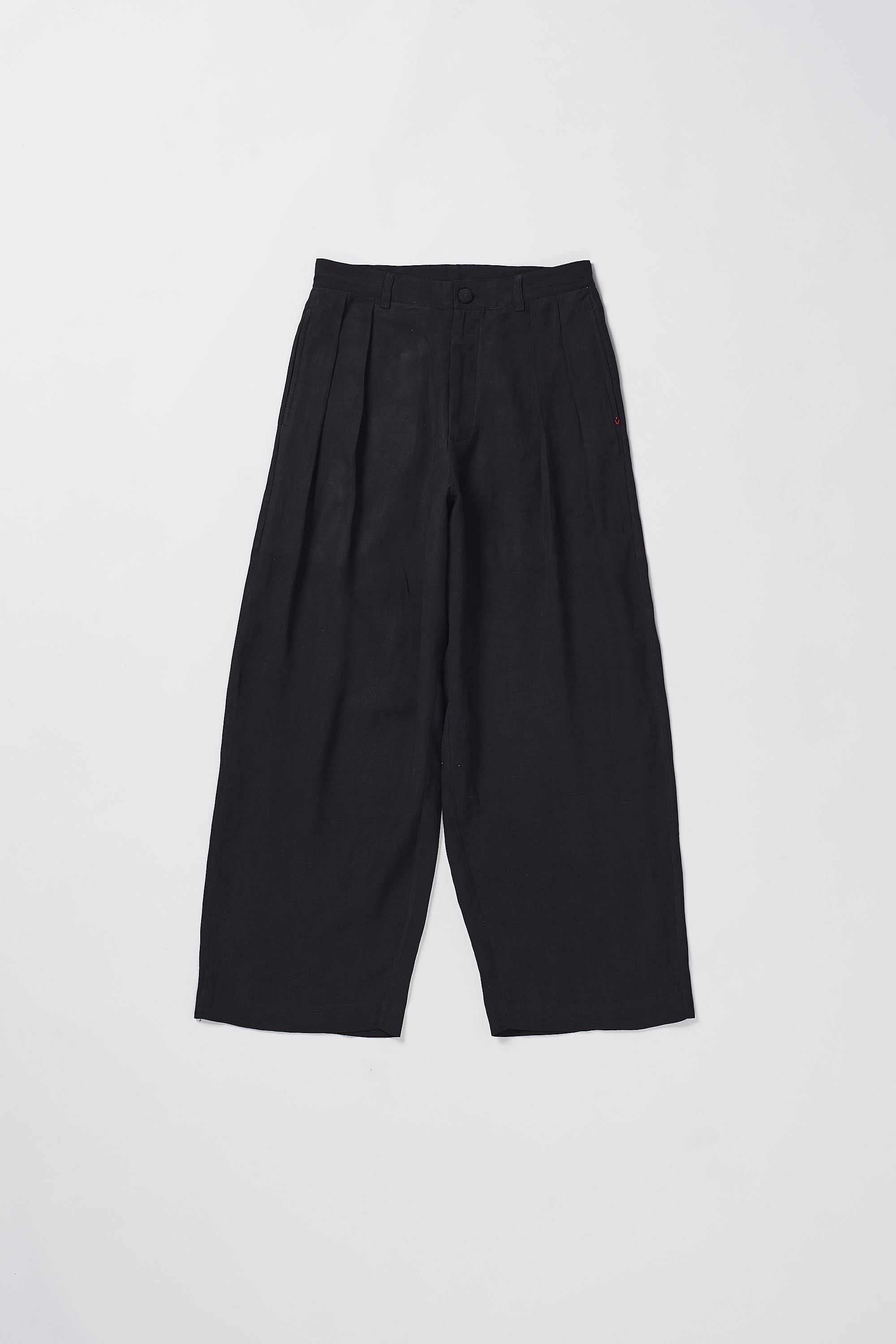 BLACK LINEN PLEATED PANT