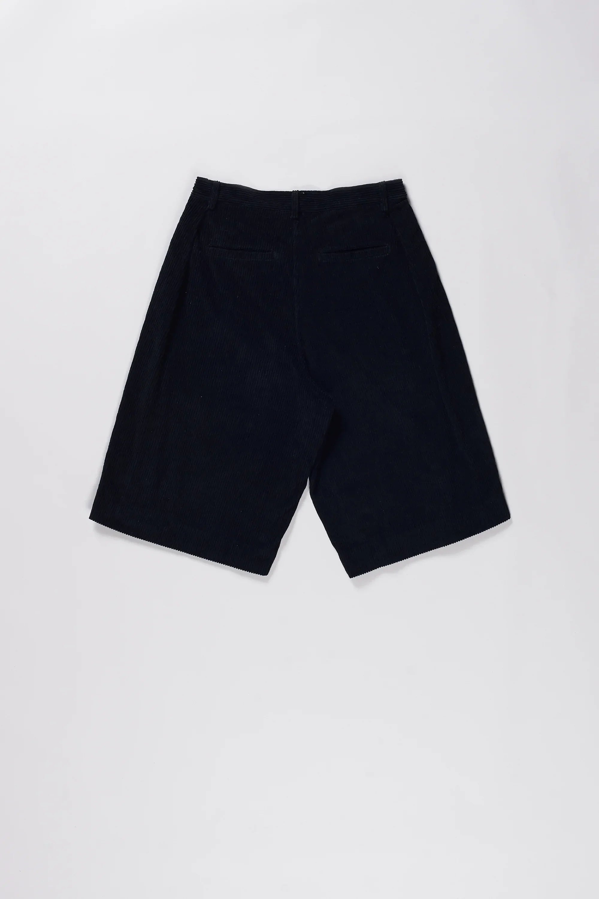 Pleated Corduroy Shorts in Black
