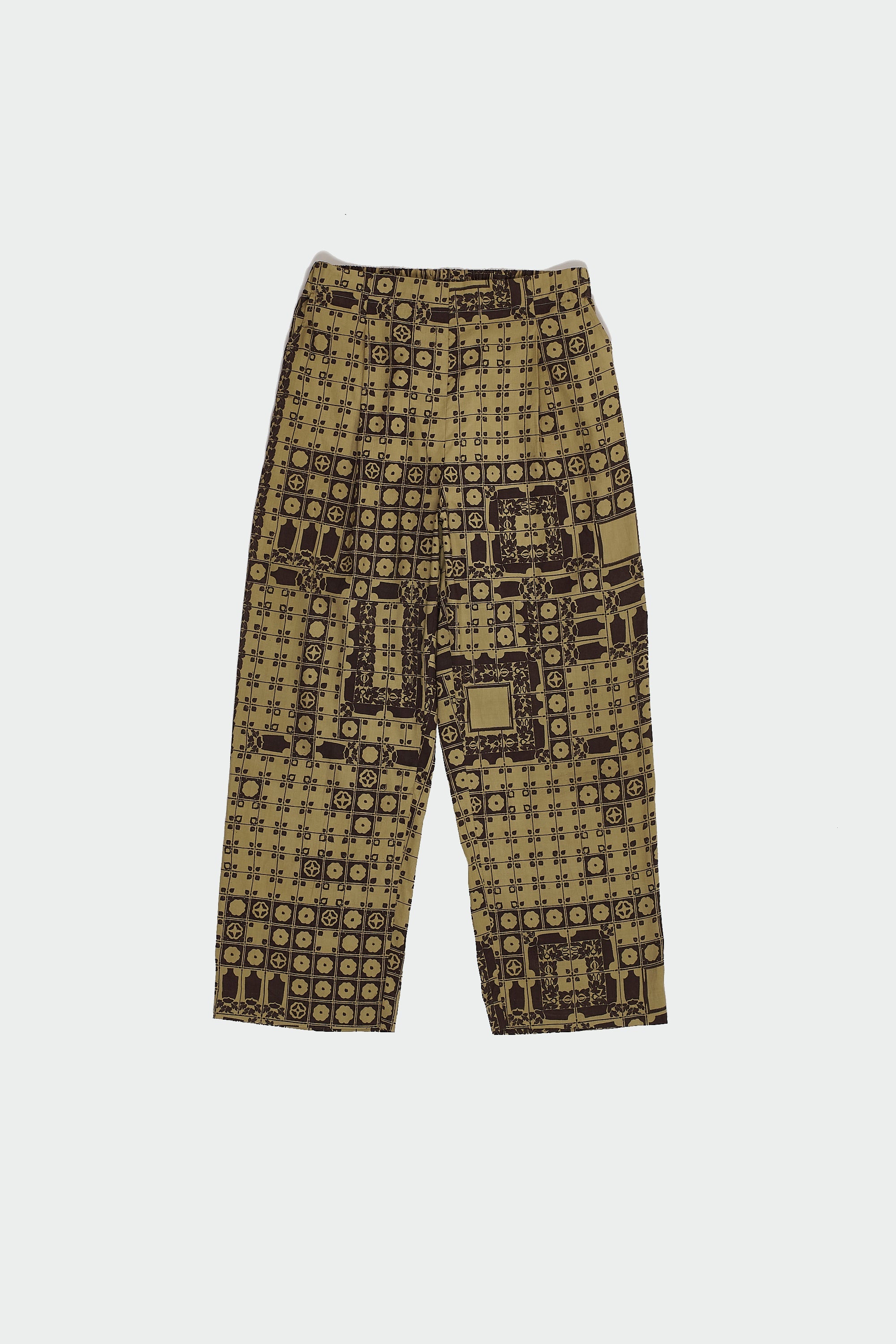 SCREEN PRINTED COTTON SILK BLEND PANT