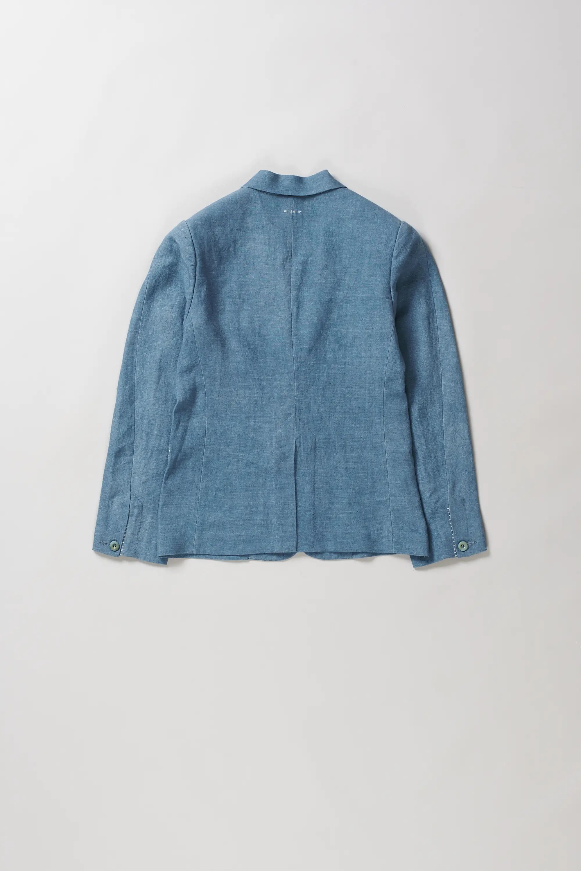 Back image of powder blue linen jacket