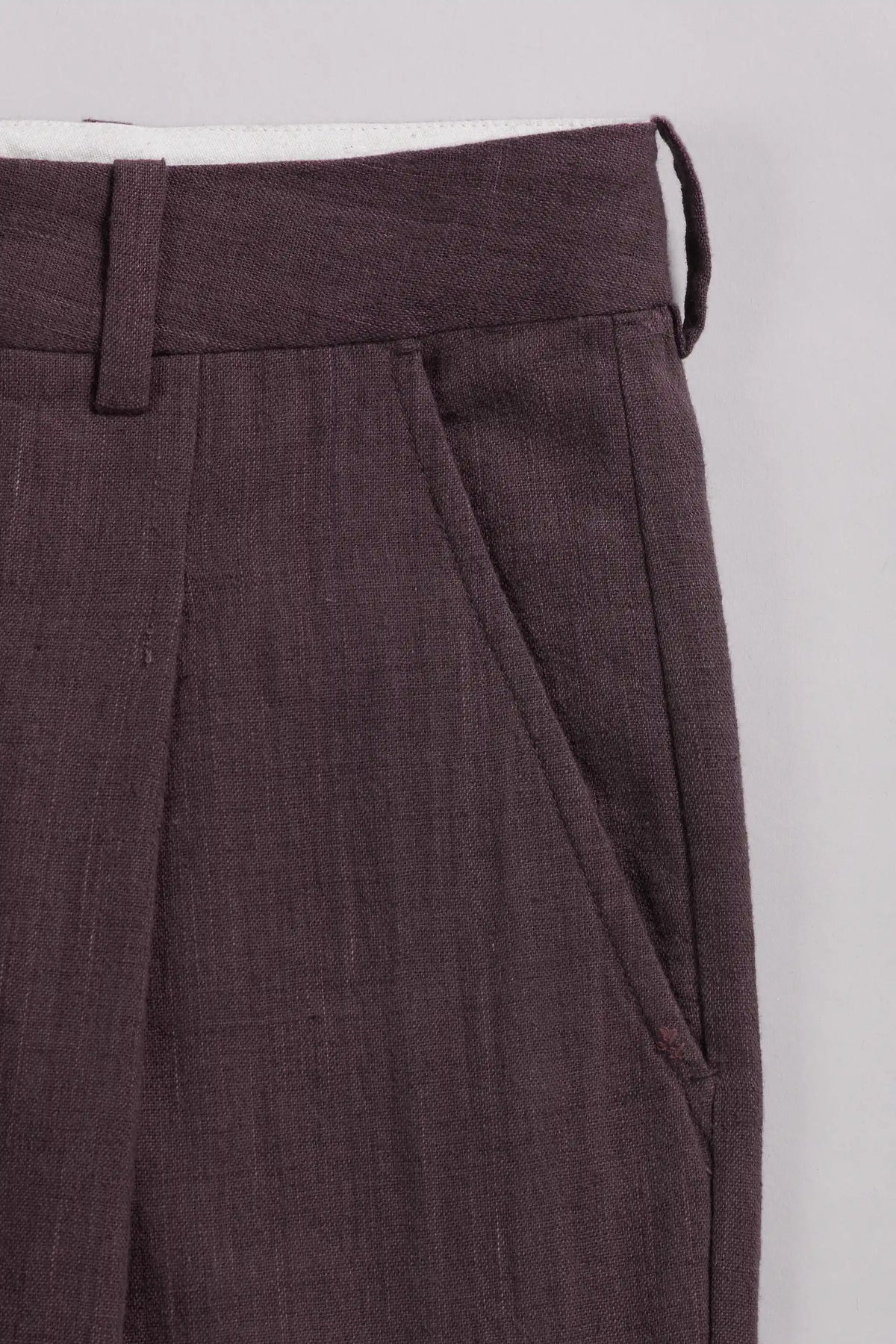 Purple Red Pleated Tapered Pants