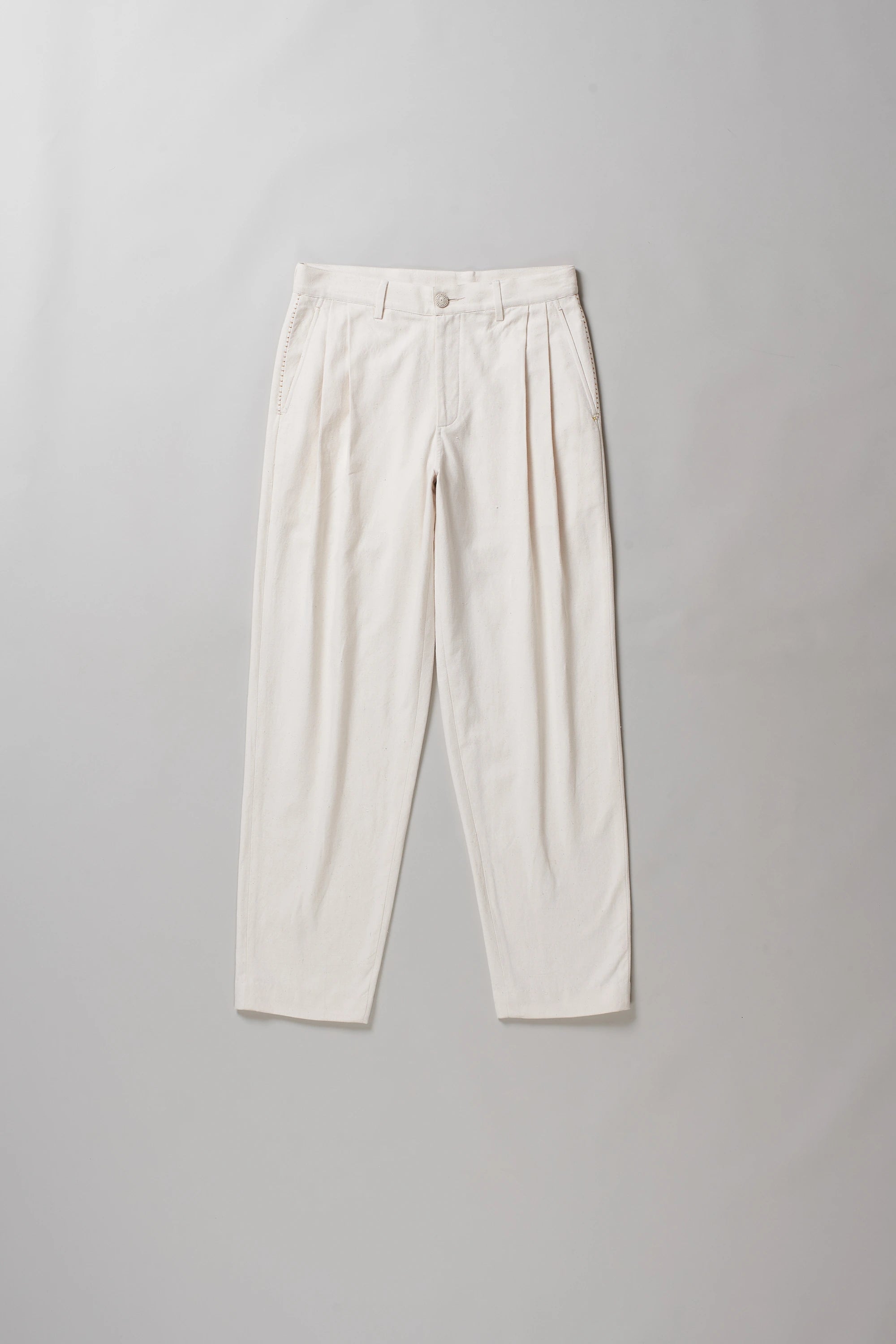 Front image of white cotton pant