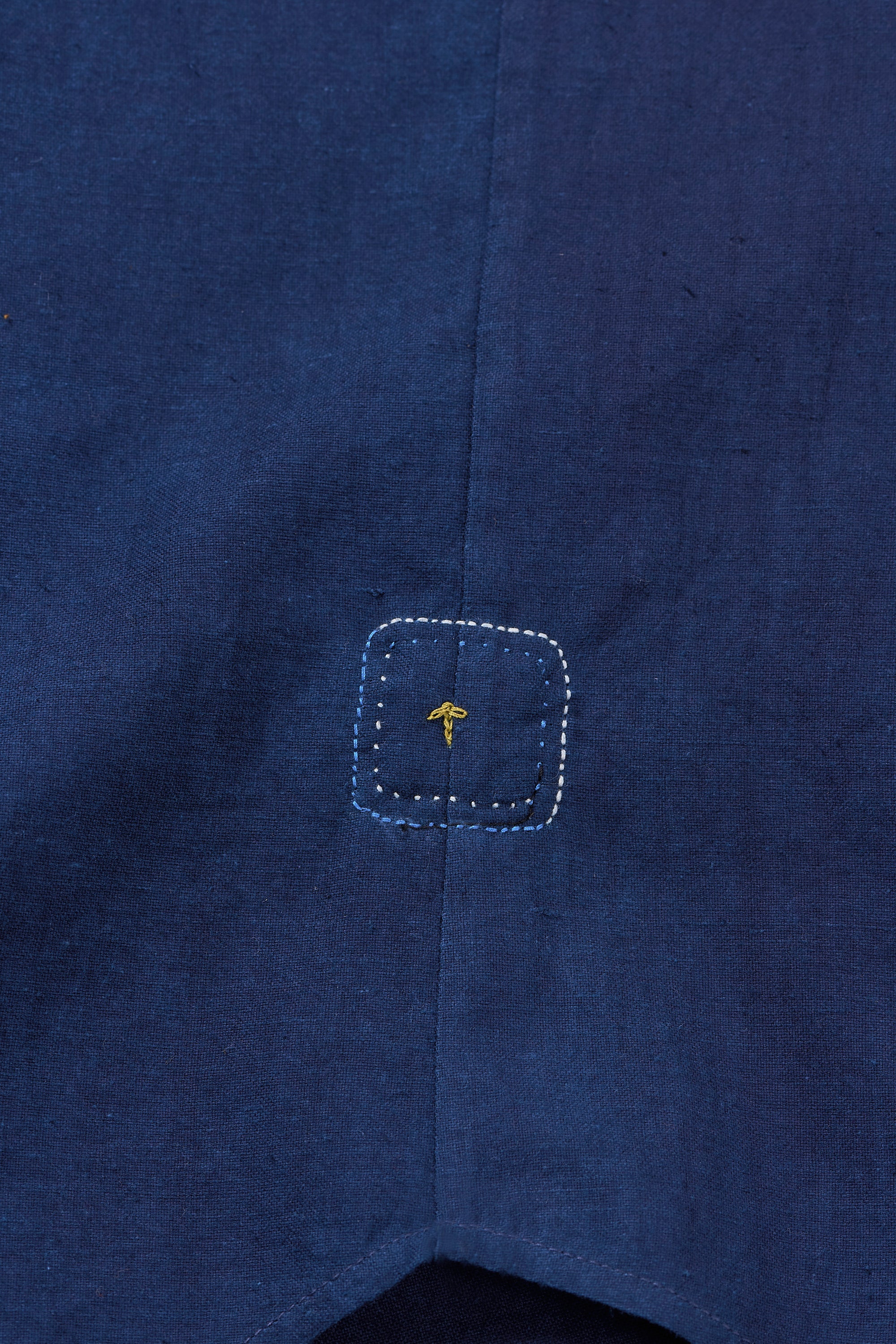 INDIGO BAND COLLAR SHIRT