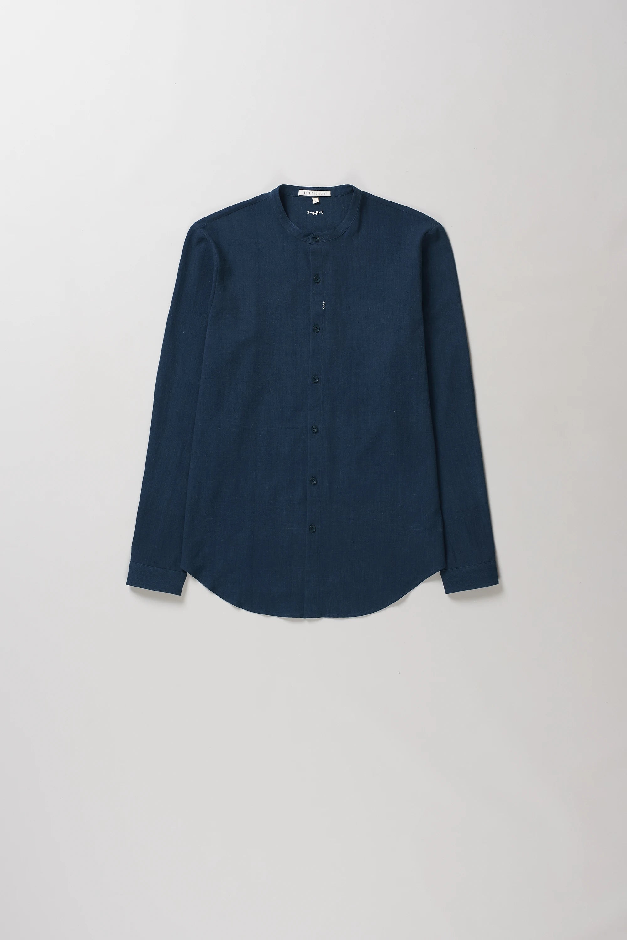 Front image of space blue cotton shirt
