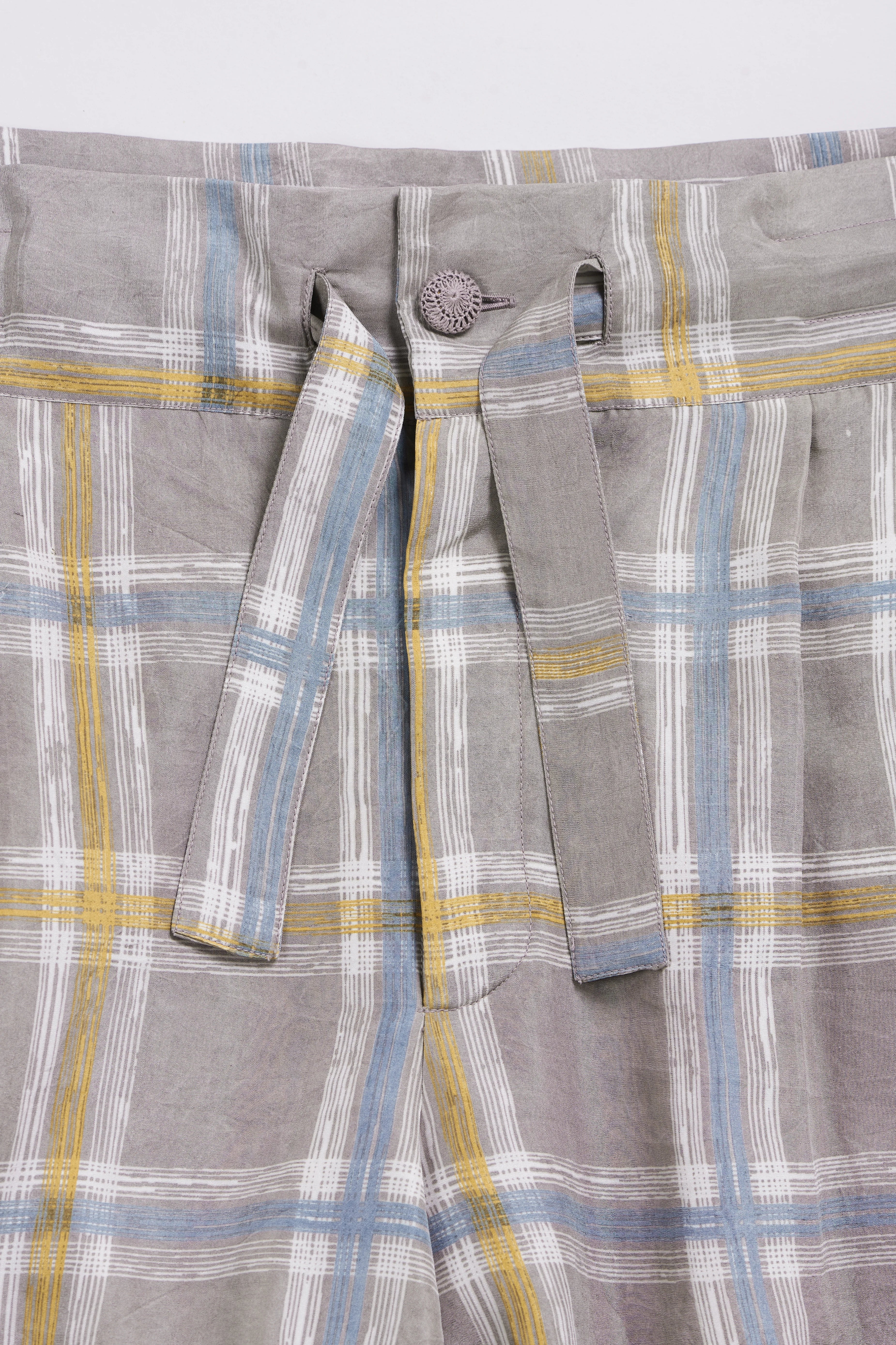 Checks Silk Trousers Charcoal
