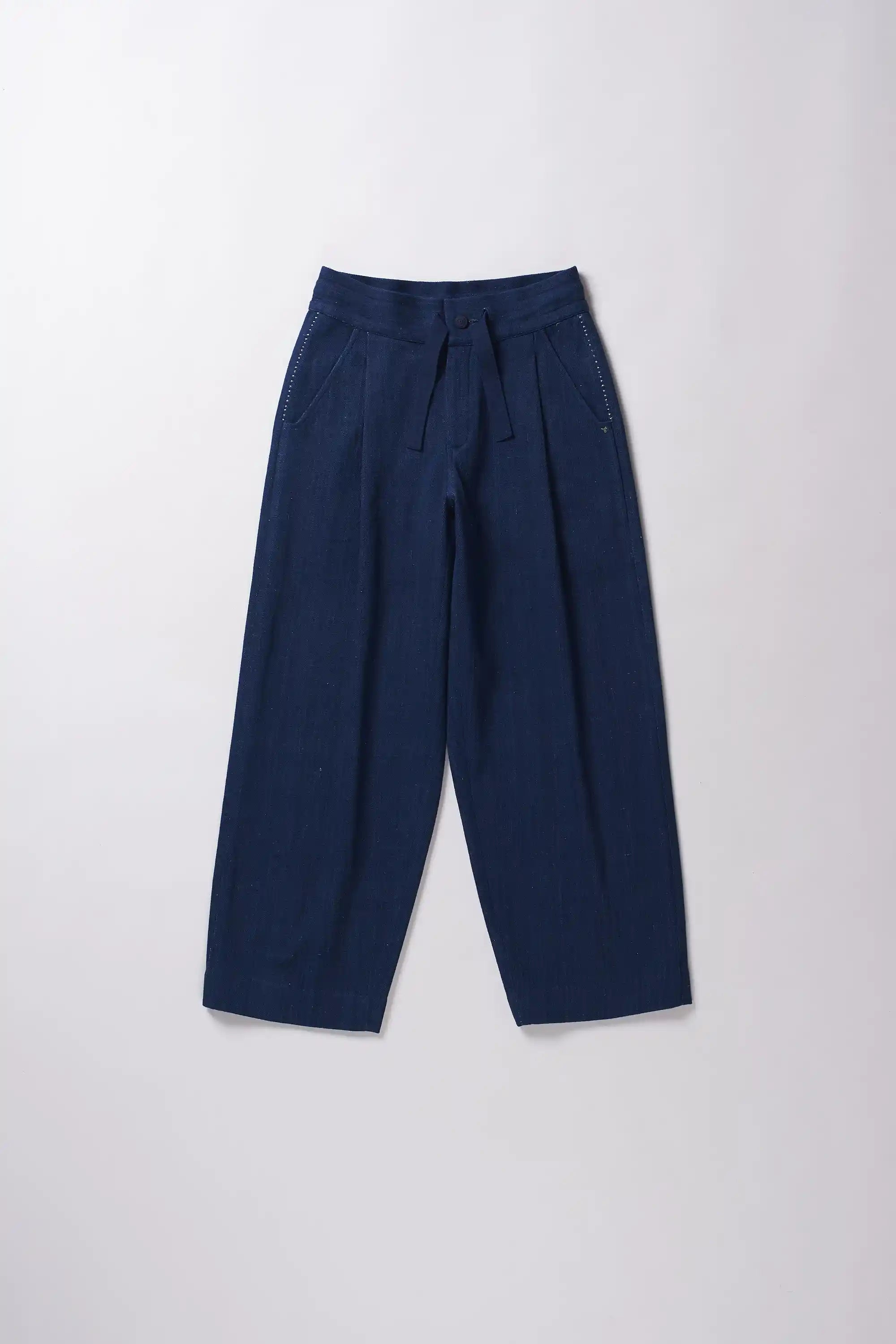 Indigo pants on a white background