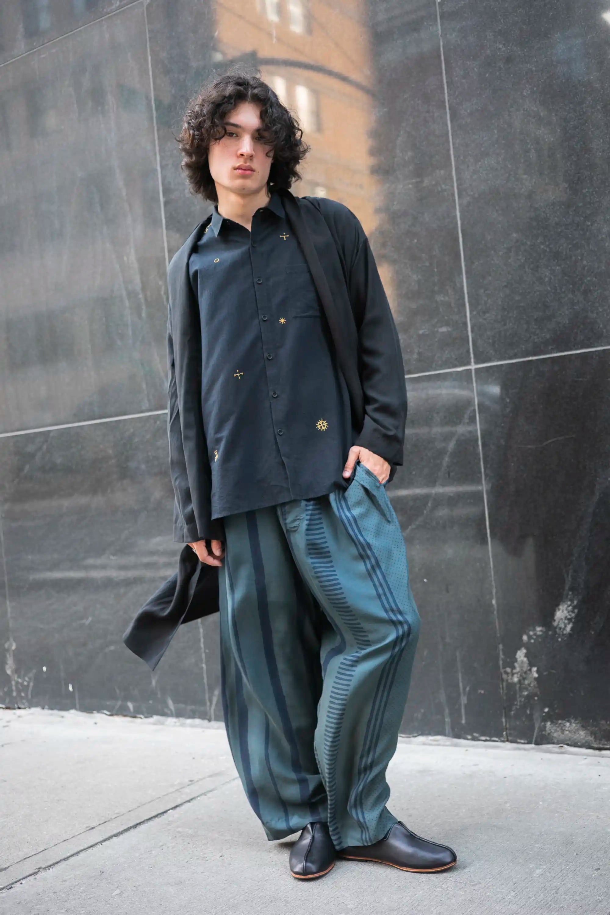 BLACK BLOCK PRINTED SILK PANT