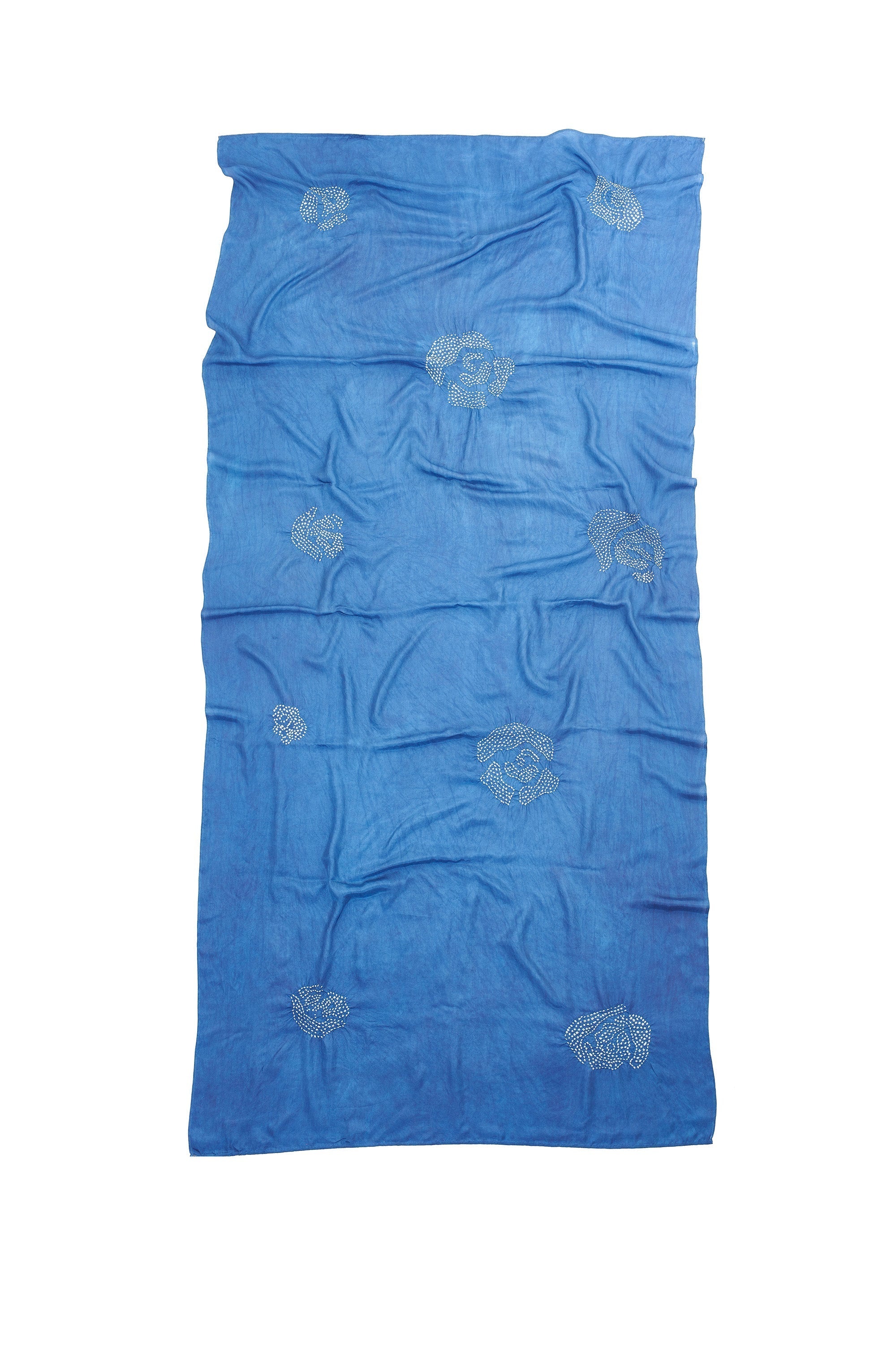 INDIGO SILK SHAWL WITH BANDHANI