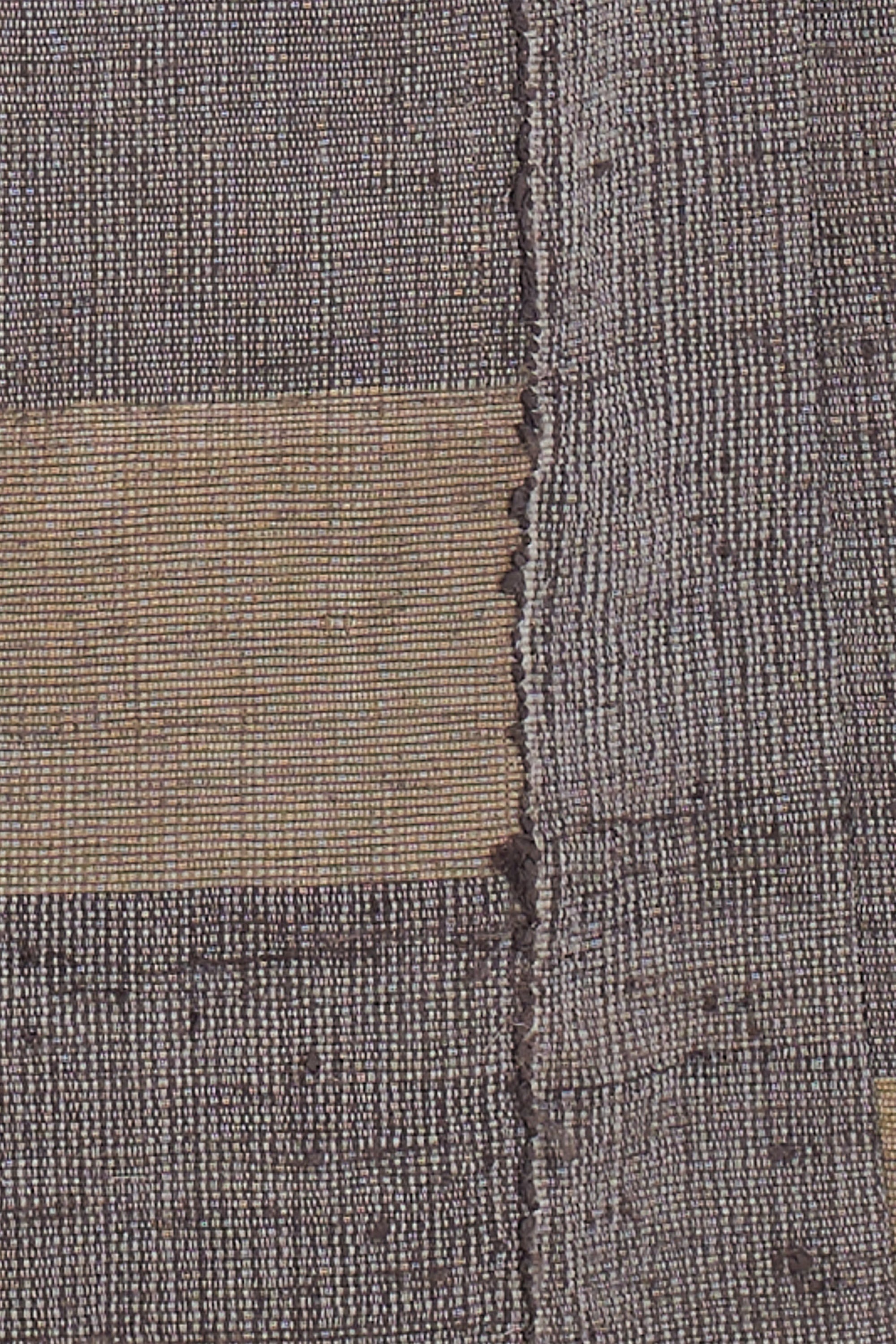 HANDWOVEN IN MERINO WOOL WITH COTTON AND SILK SCRAP FABRIC STRIPS