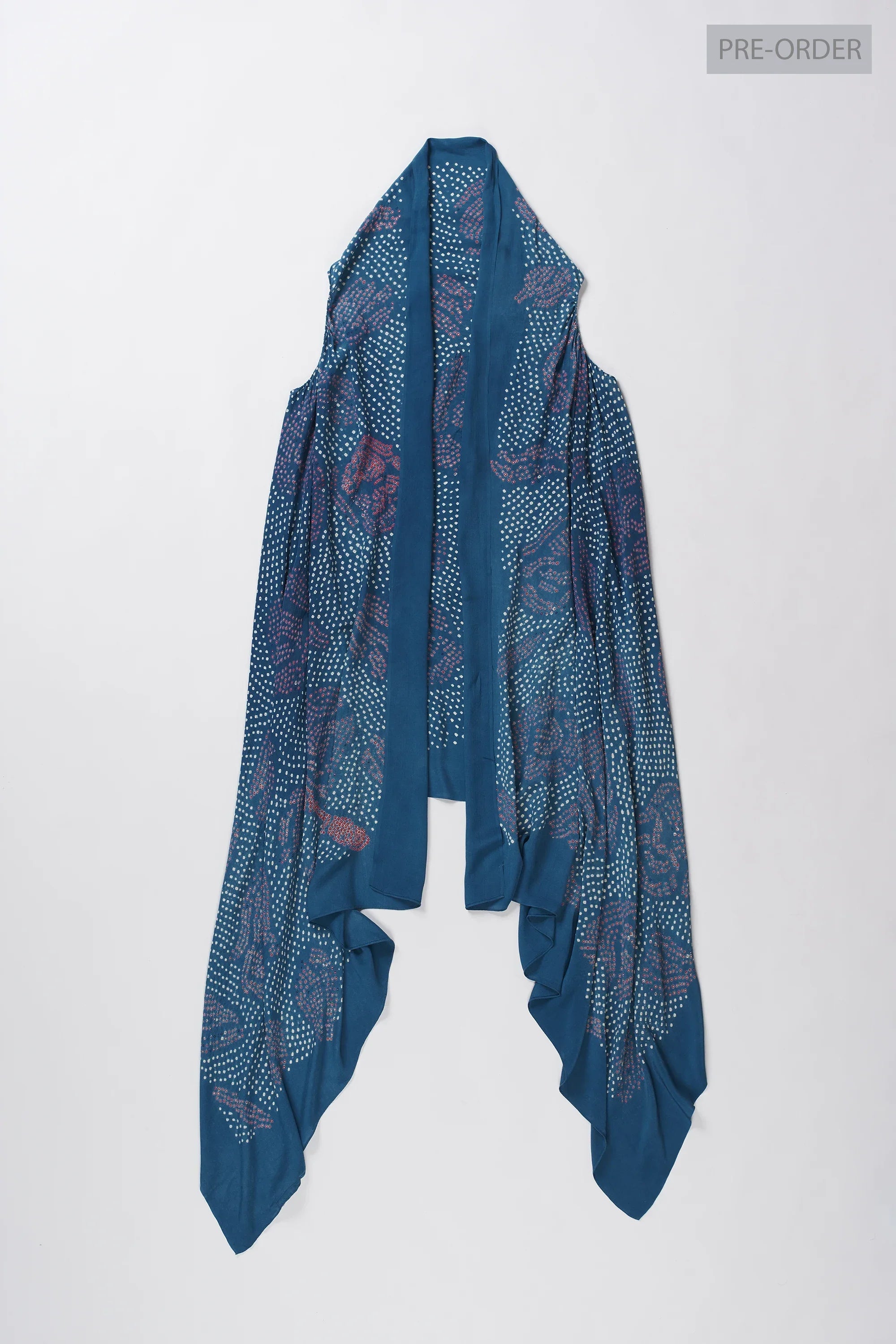Cutout Scarf with Multi Color Bandhani