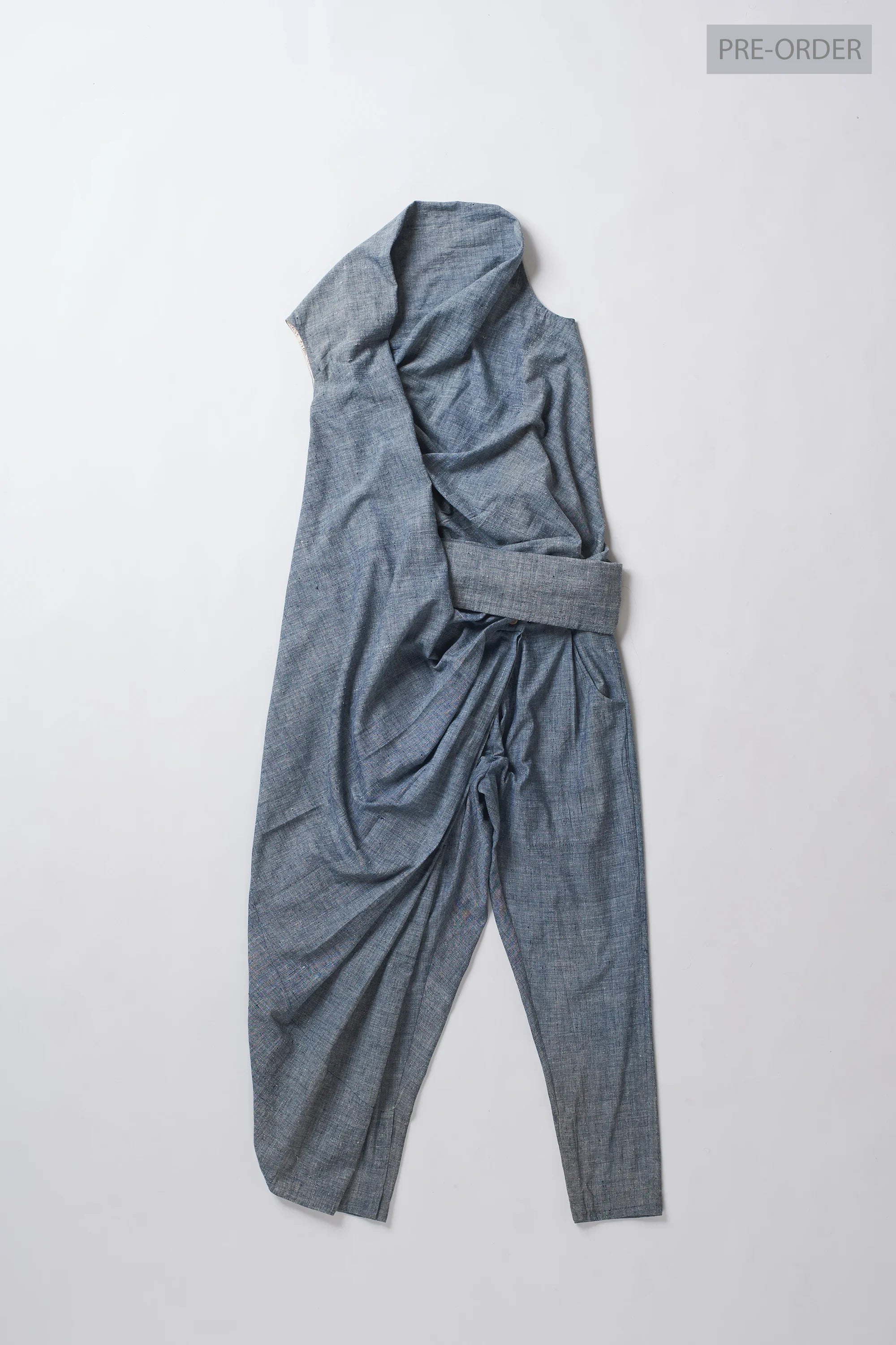 Signature Saree pants in chambray cotton