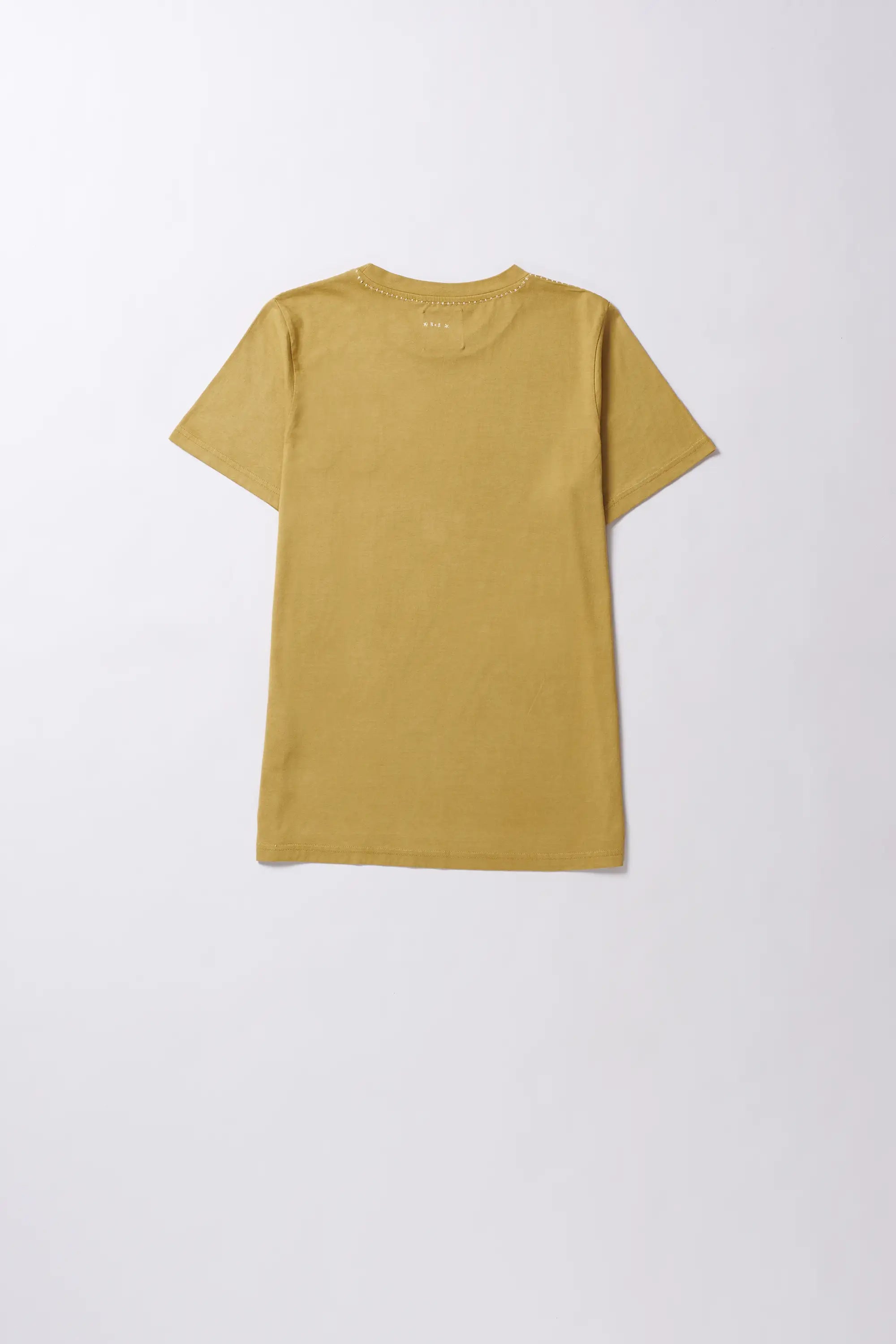 Ochre yellow cotton t-shirt with half-sleeves