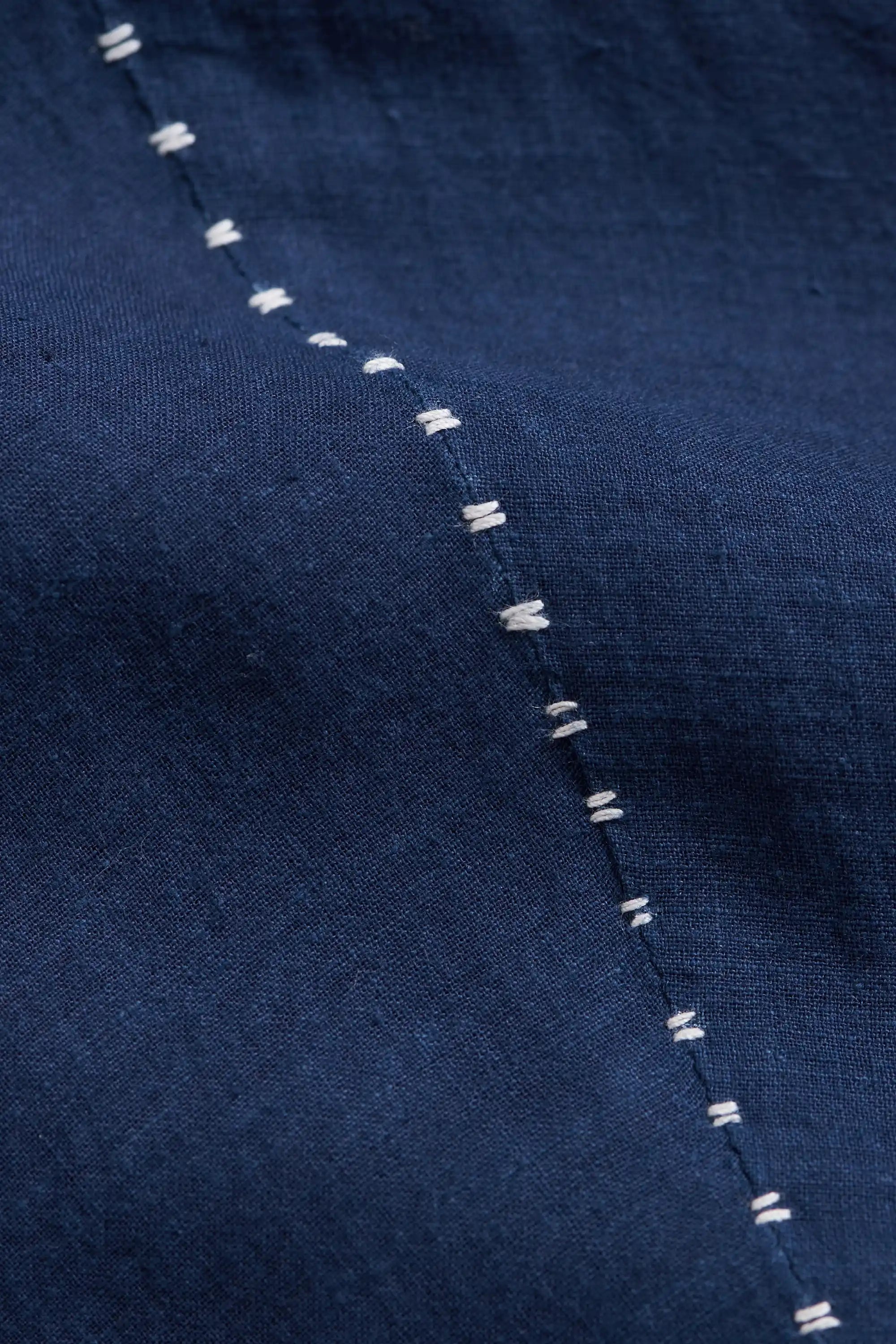 Close-up of a blue fabric with hand  detail