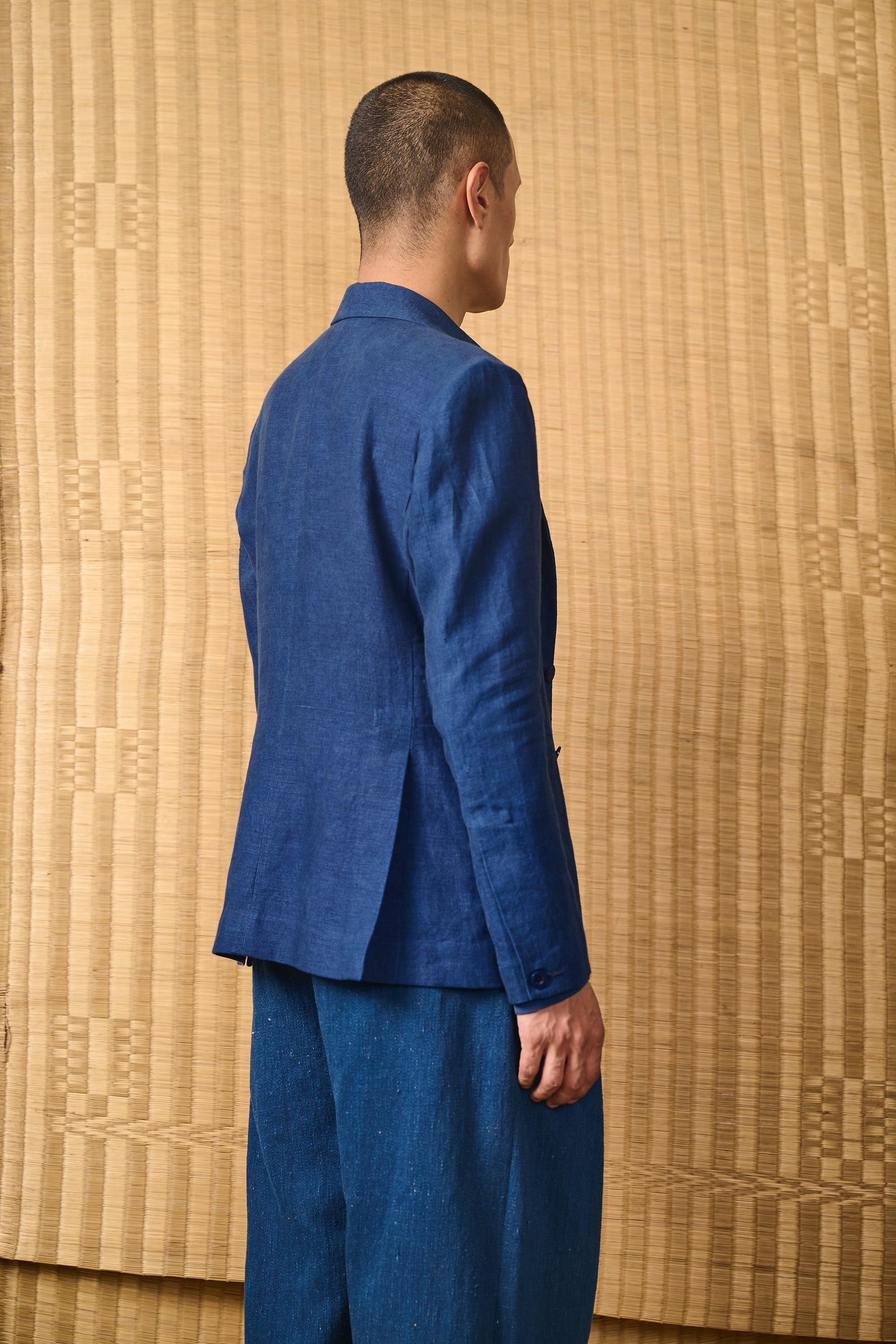 Linen Jacket in Natural Indigo