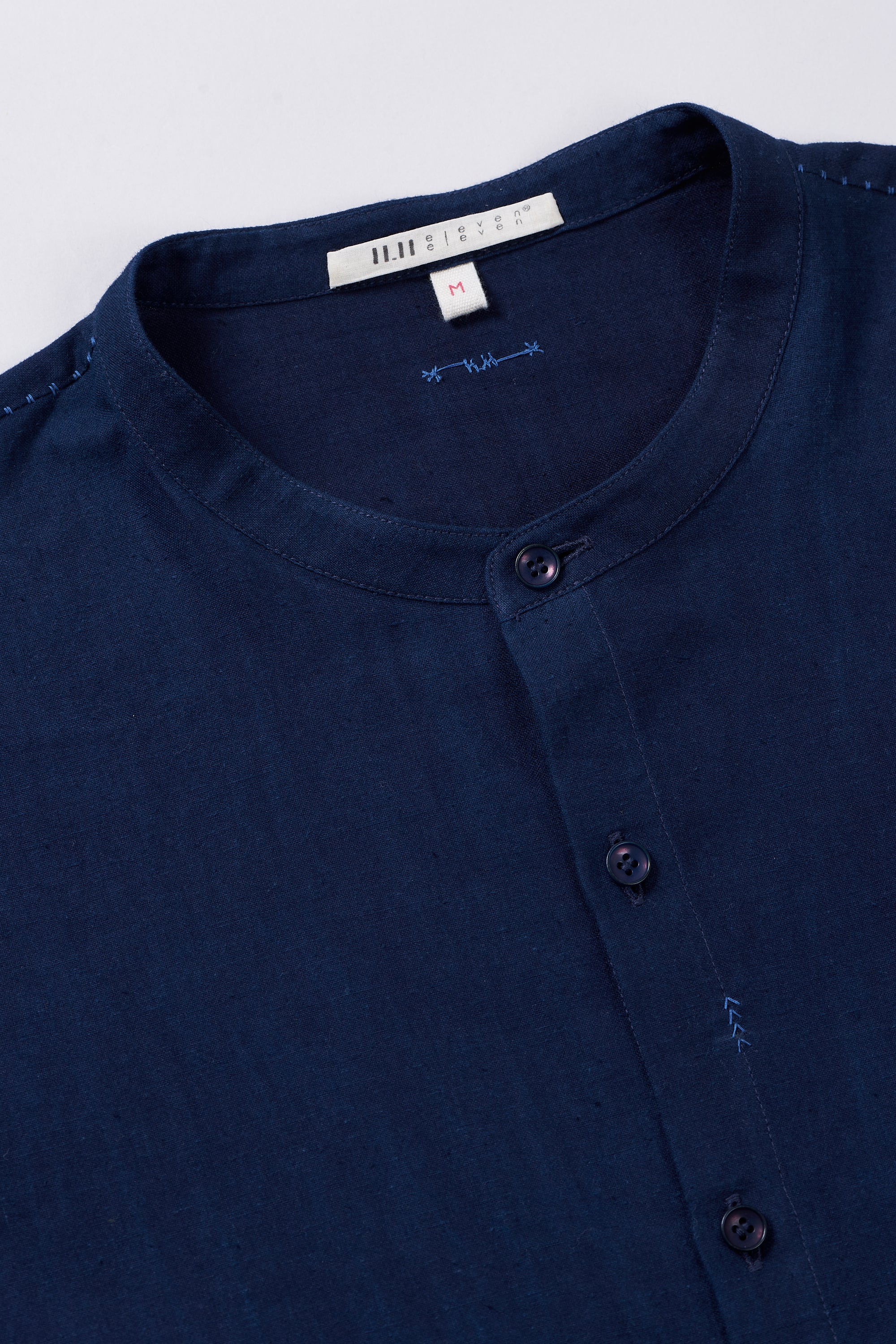 INDIGO BAND COLLAR SHIRT