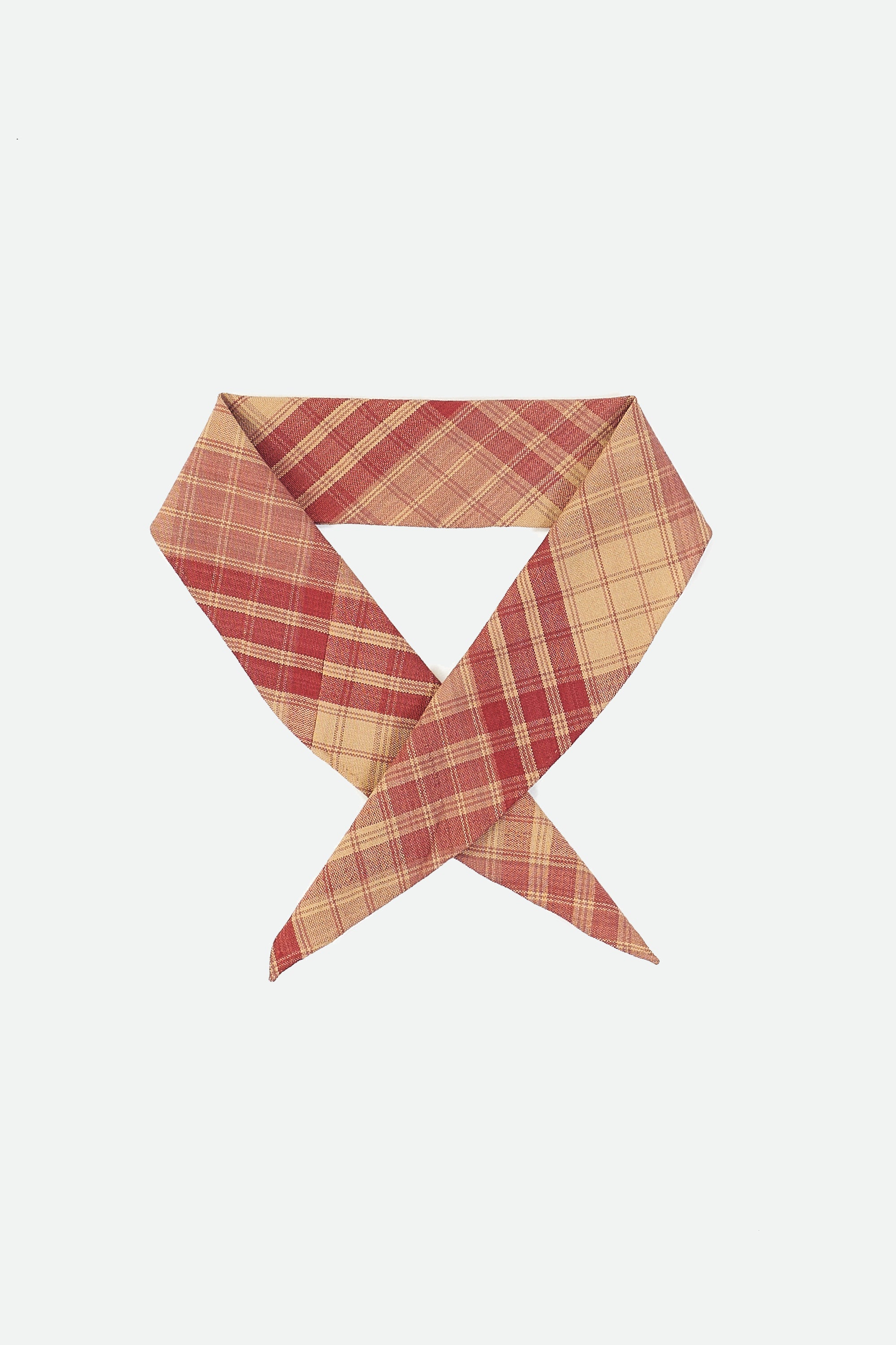 HAND-WOVEN PLAIDED BANDANA DYED IN NATURAL RED