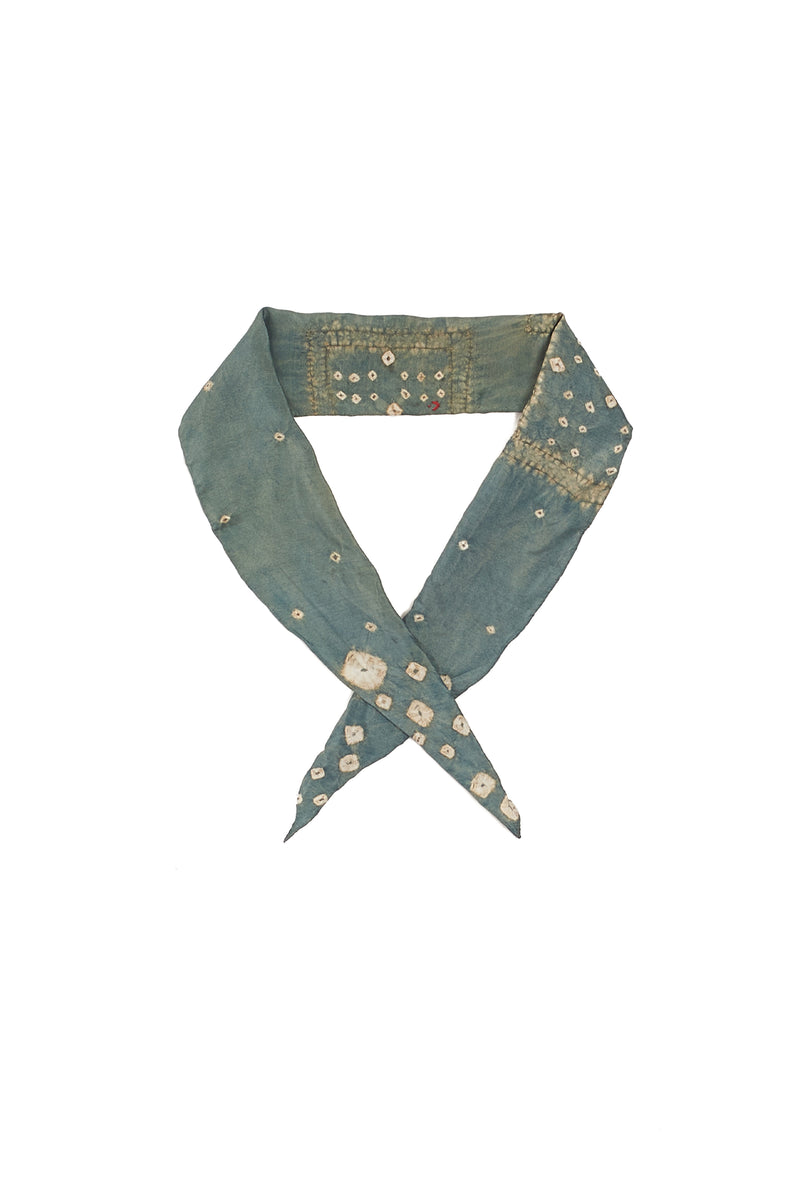 Turquoise Silk Bandana Crafted With Shibori
