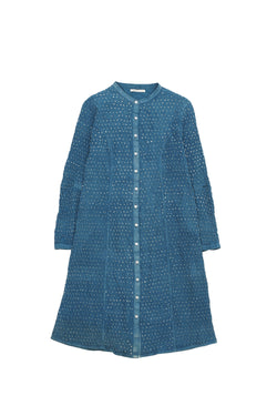 TURQUOISE SHIRT DRESS CRAFTED WITH ALL OVER BANDHANI
