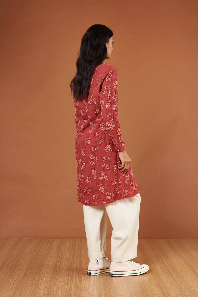 Organic Cotton Straight Fit Bandhani Shirt Dress