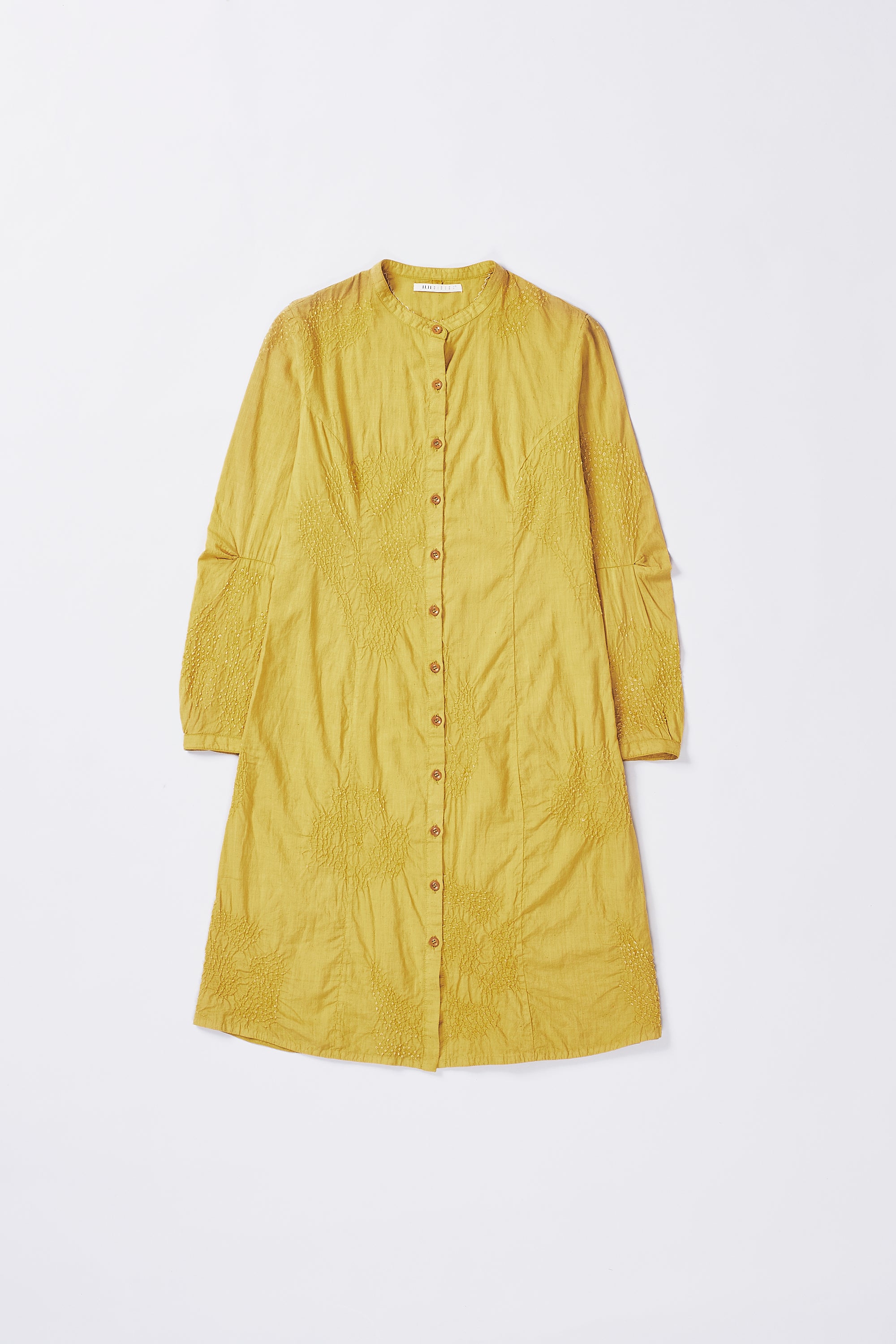 BANDHANI SHIRT DRESS IN OCHRE YELLOW