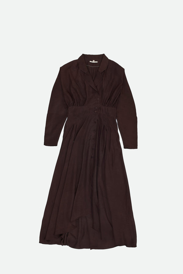 BURNT UMBER SILK DRESS