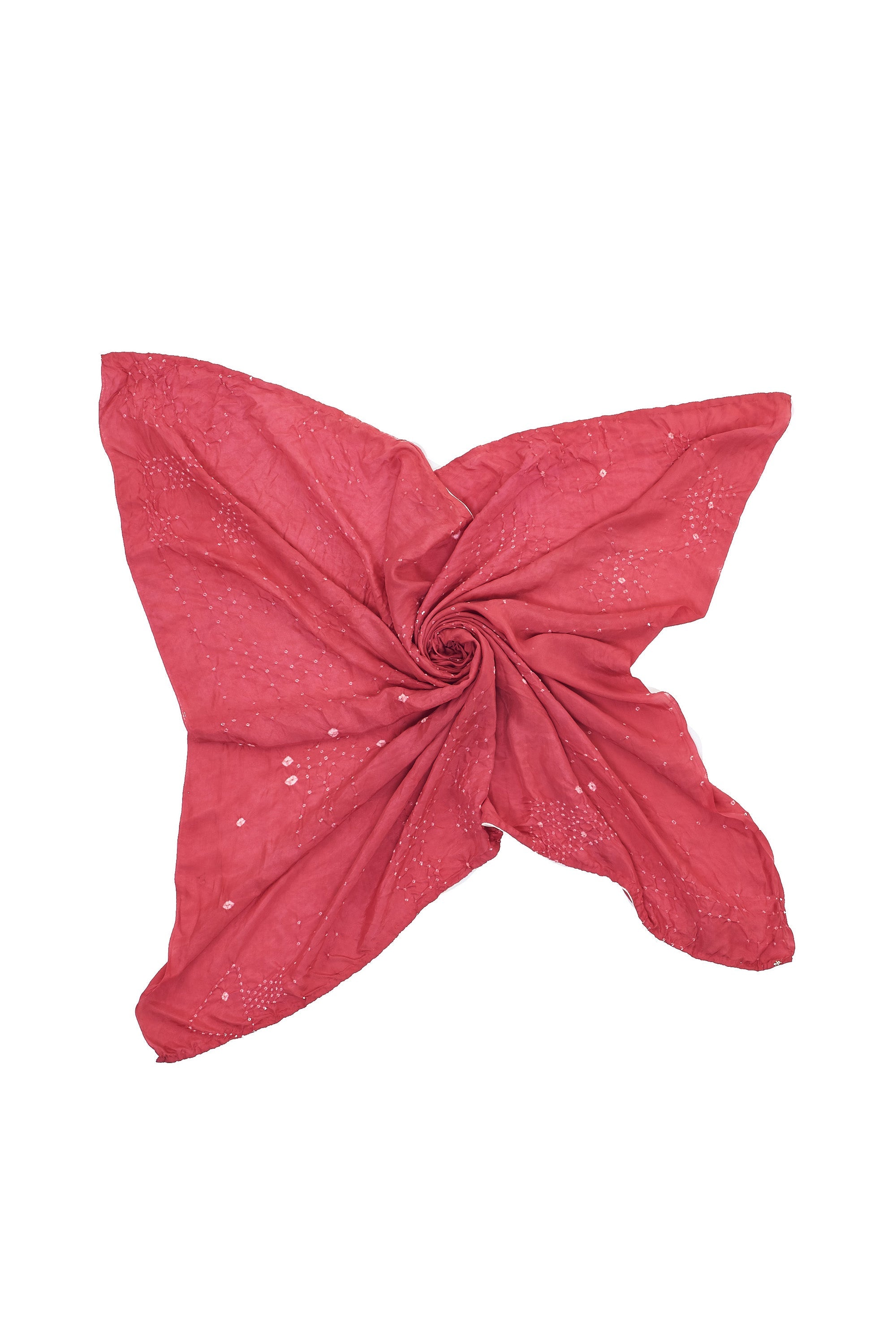 PINK WOOD SILK WITH BANDHANI SCARF