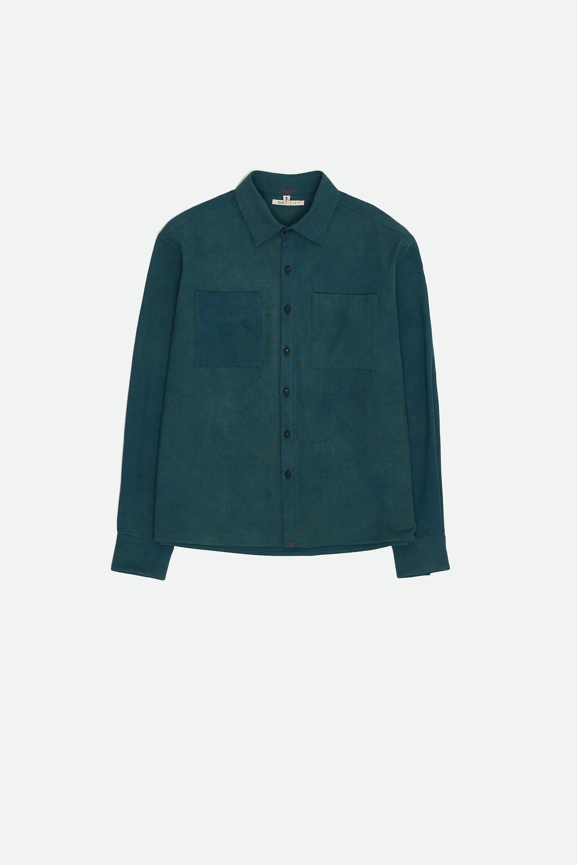 BOTTLE GREEN SOLID COTTON SHIRT