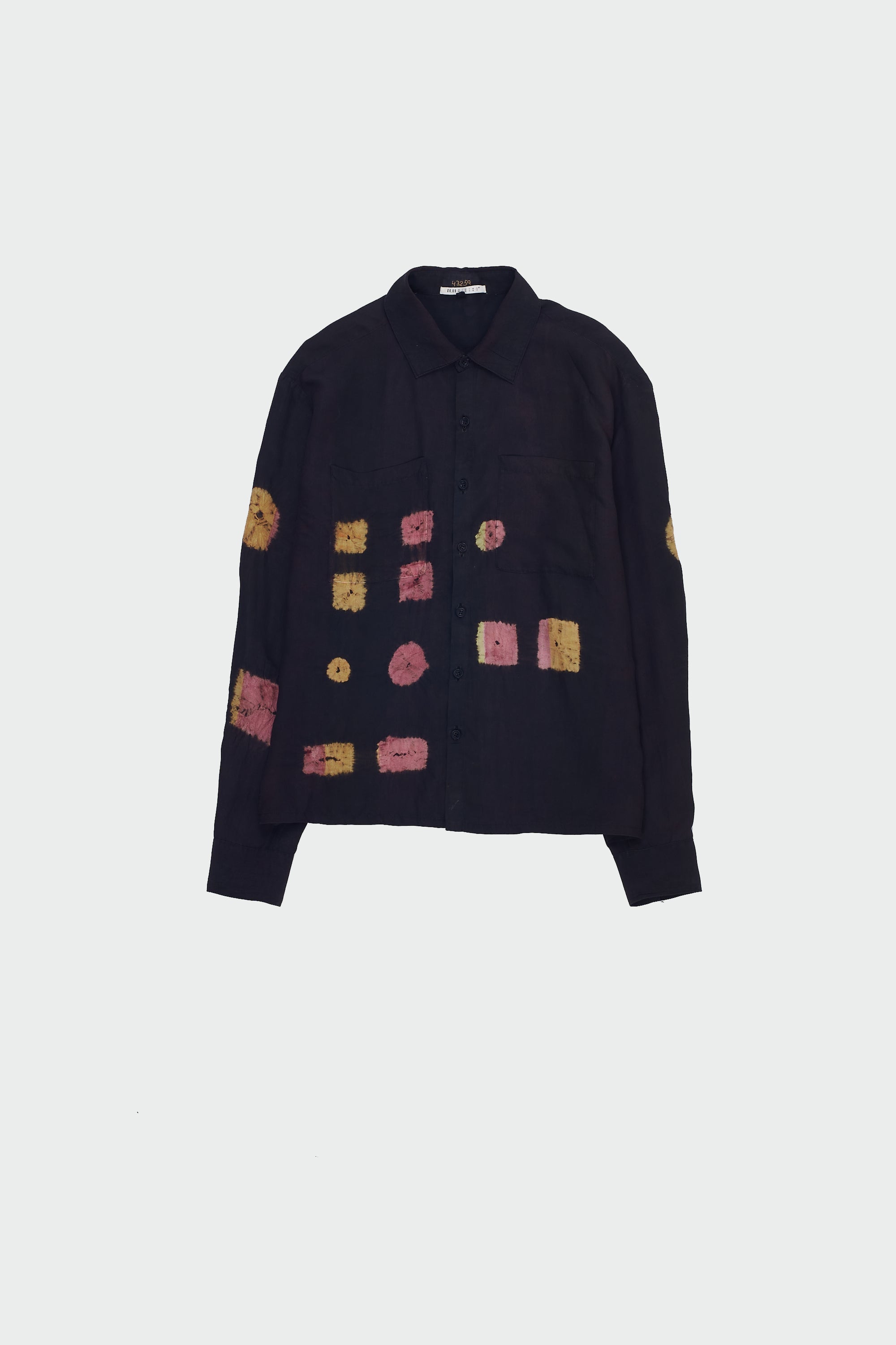 BLACK SOFT SILK MULTI-COLOUR SHIBORI SHIRT