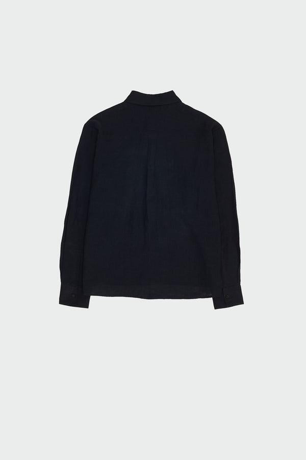 BLACK SOLID LINEN COTTON SHIRT