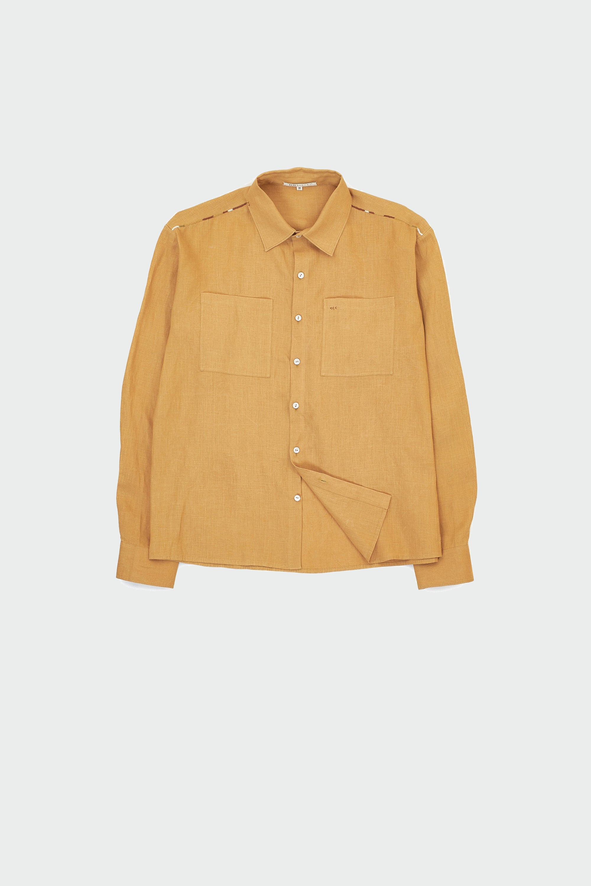 RELAXED FIT LINEN SHIRT IN MUSTARD YELLOW