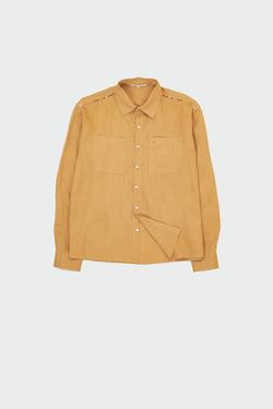 Relaxed Fit Linen Shirt In Mustard Yellow