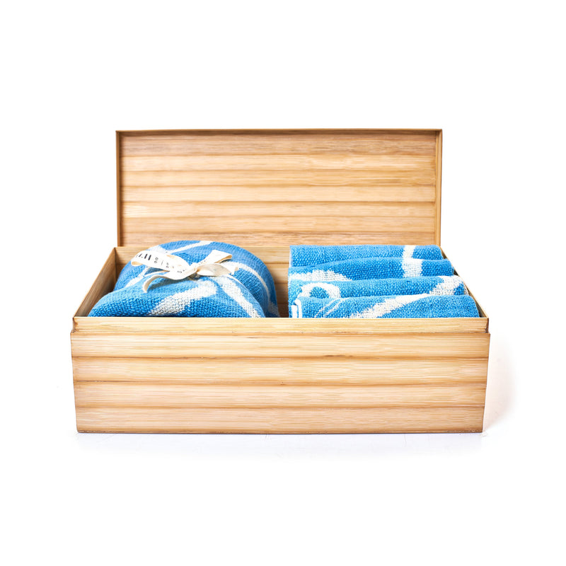 Indigo Hand Painted Towel Box Set