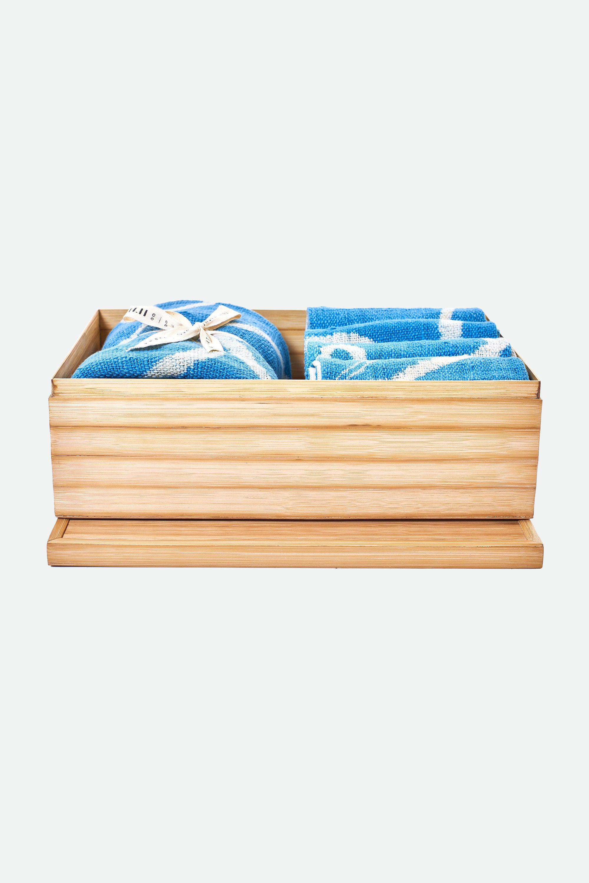 INDIGO HAND PAINTED TOWEL BOX SET