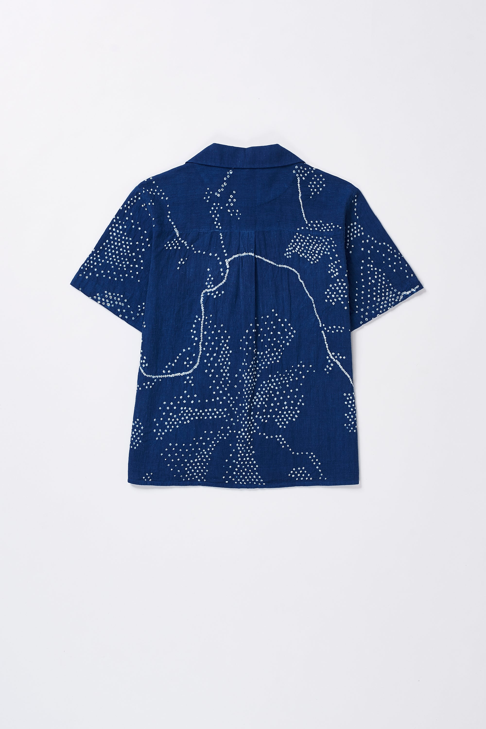 MEDIUM INDIGO BANDHANI ORGANIC COTTON SHIRT